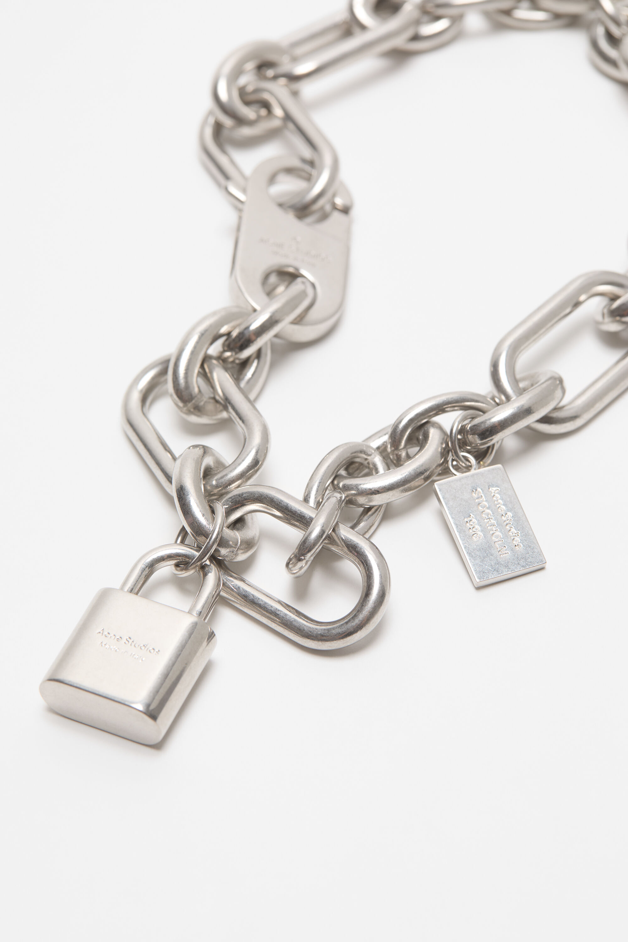 Padlock chain necklace - Semi matt silver - 2