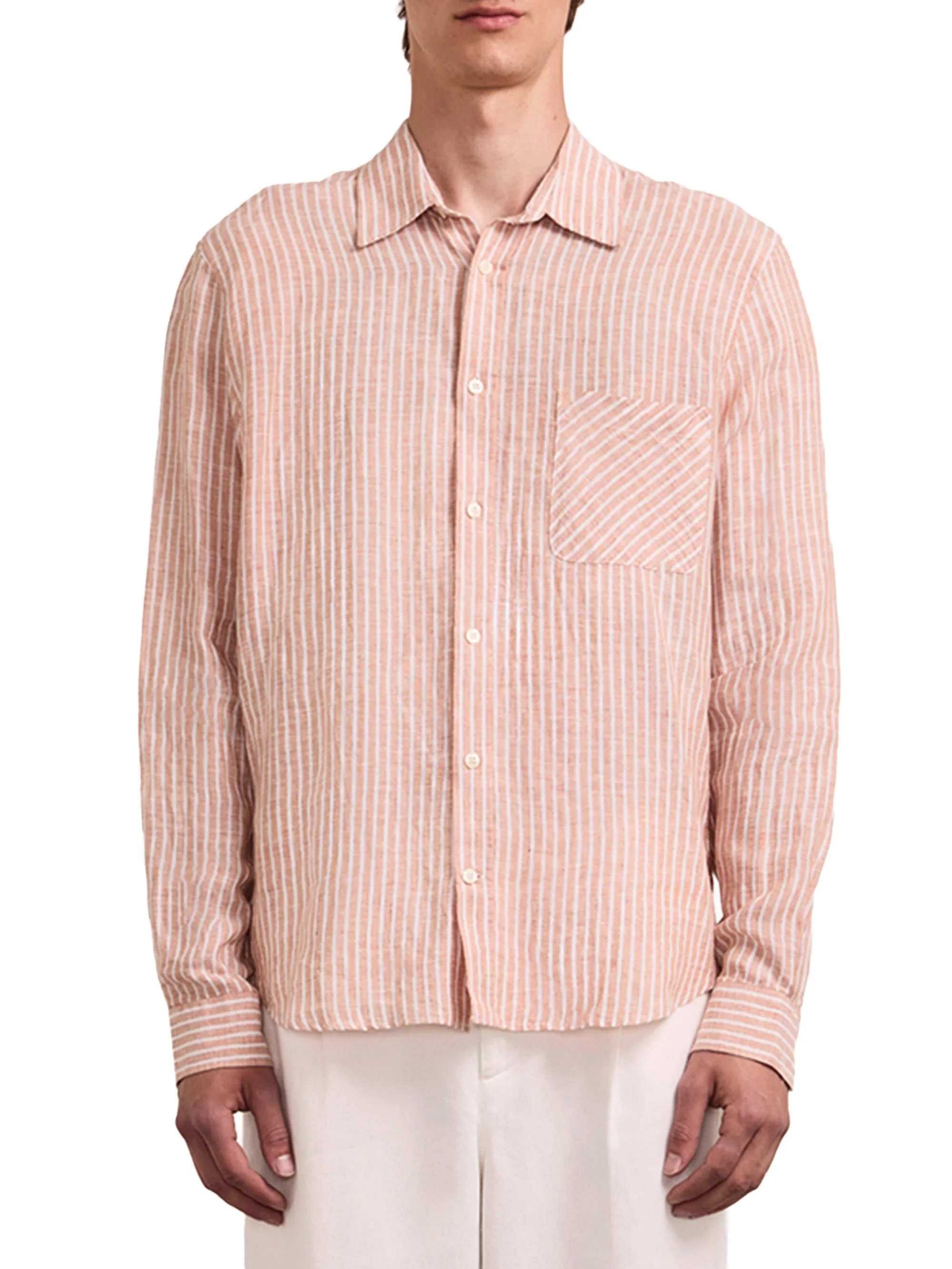 Men's Telles Striped Linen Shirt - Pale Copper - 1