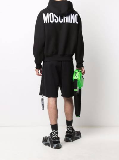 Moschino logo-appliqué zipped hoodie outlook