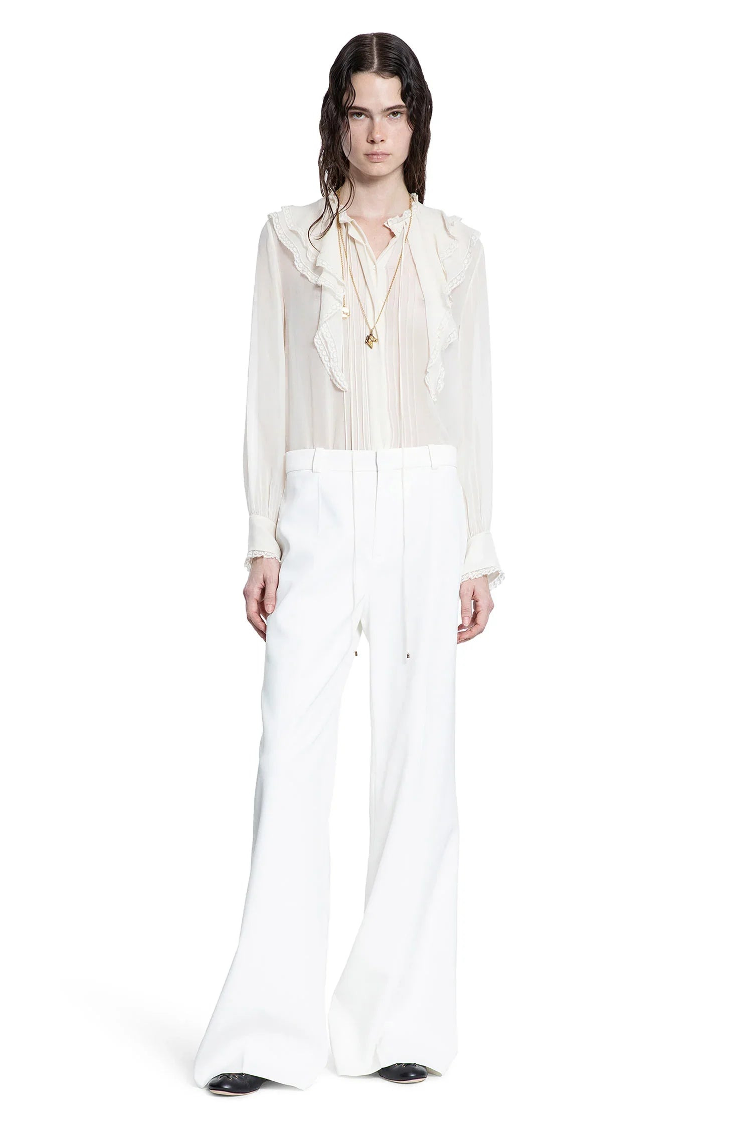Flared-Trousers-In-Grain-De-Poudre - 5