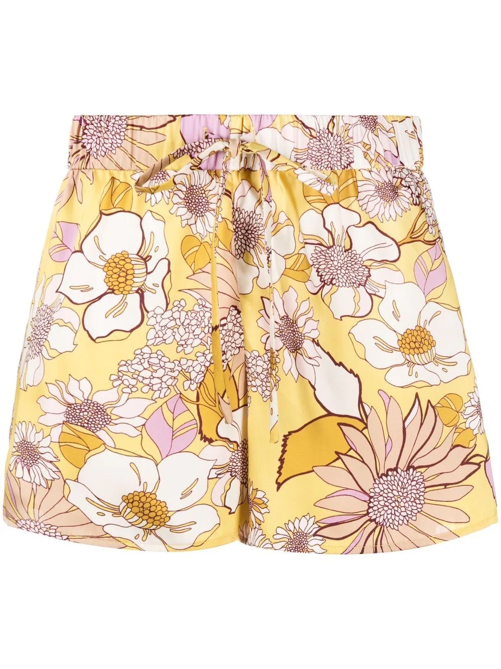 floral-print elasticated-waistband shorts - 1