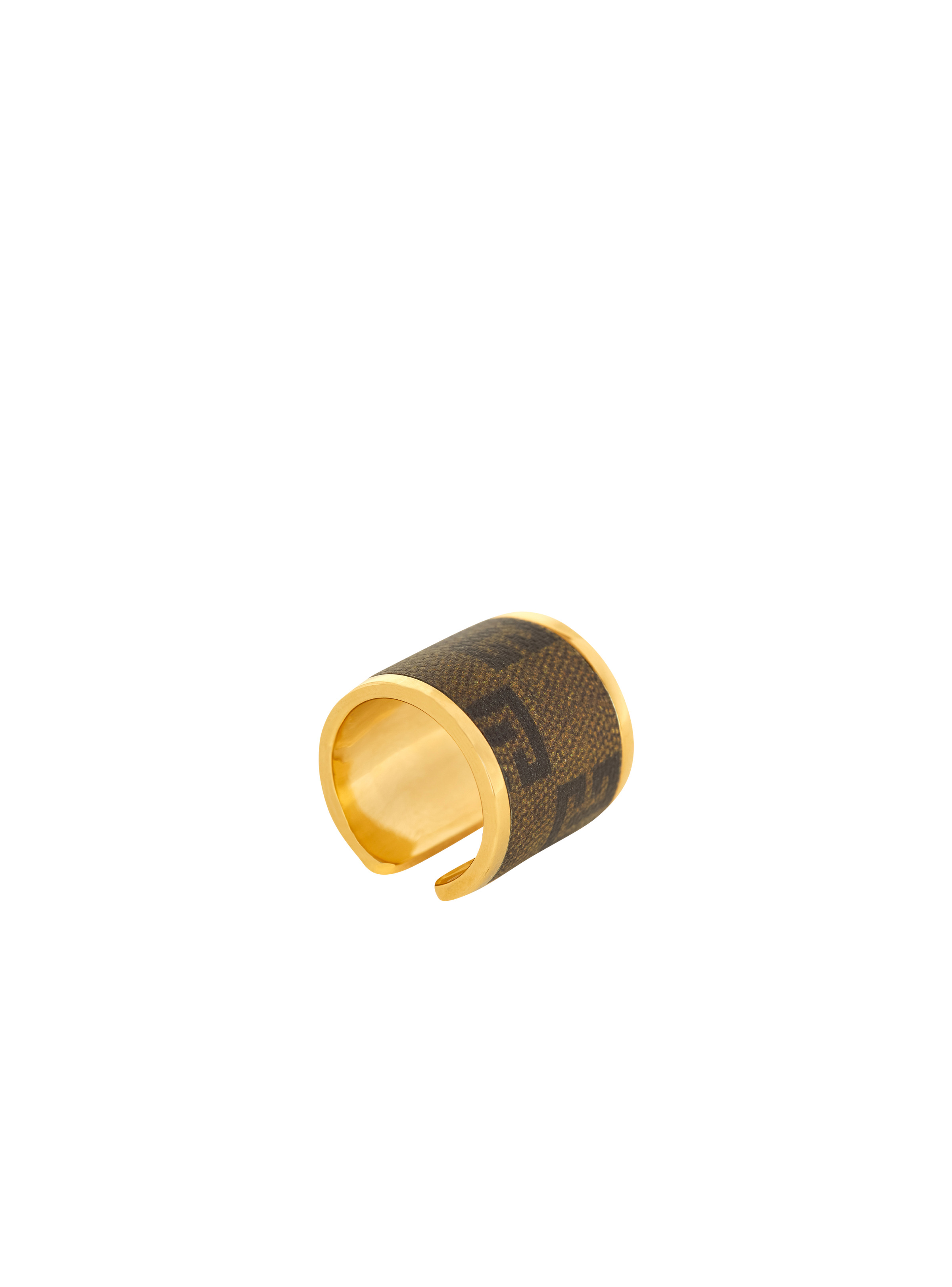 Metal and canvas mini monogram ring - 3