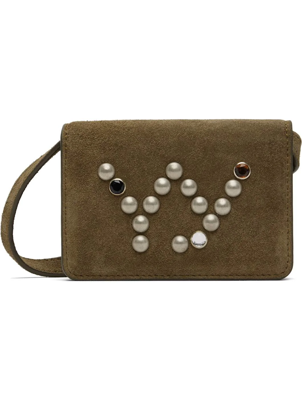 Brown Micro Suede Stud Wallet Bag - 1