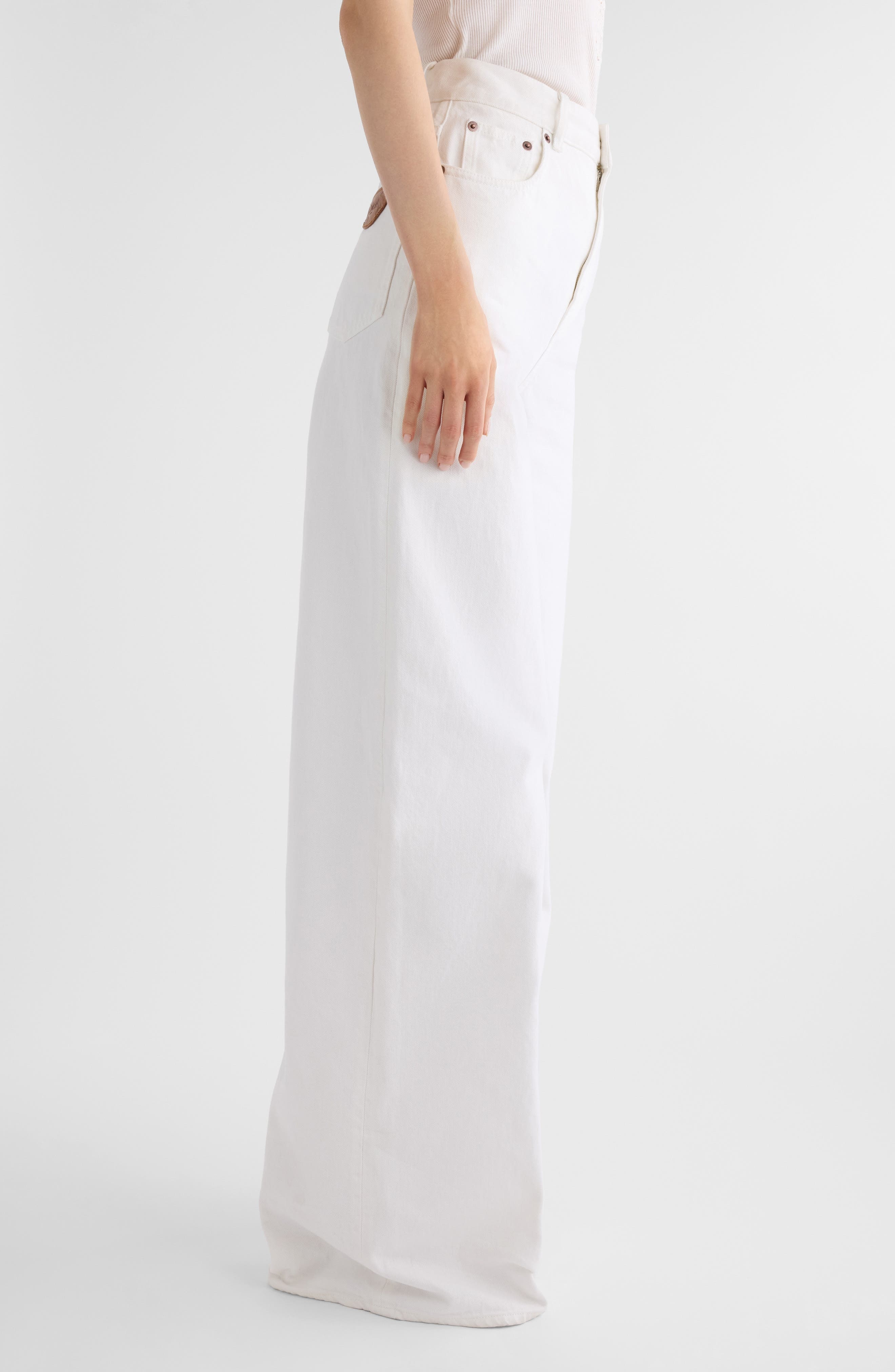 Chloé High Waist Wide Leg Jeans in White at Nordstrom - 4