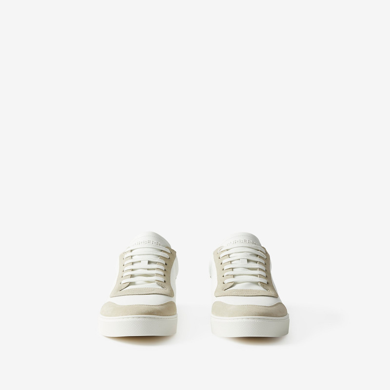 Leather, Suede and Check Cotton Sneakers 3