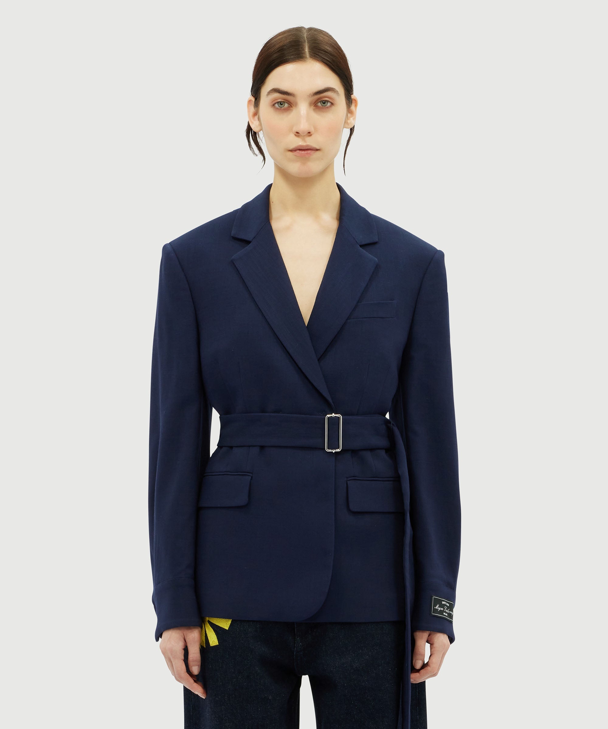MSGM Tailoring navy blue flamed canvas jacket - 2