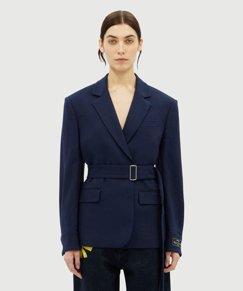 MSGM MSGM Tailoring navy blue flamed canvas jacket outlook