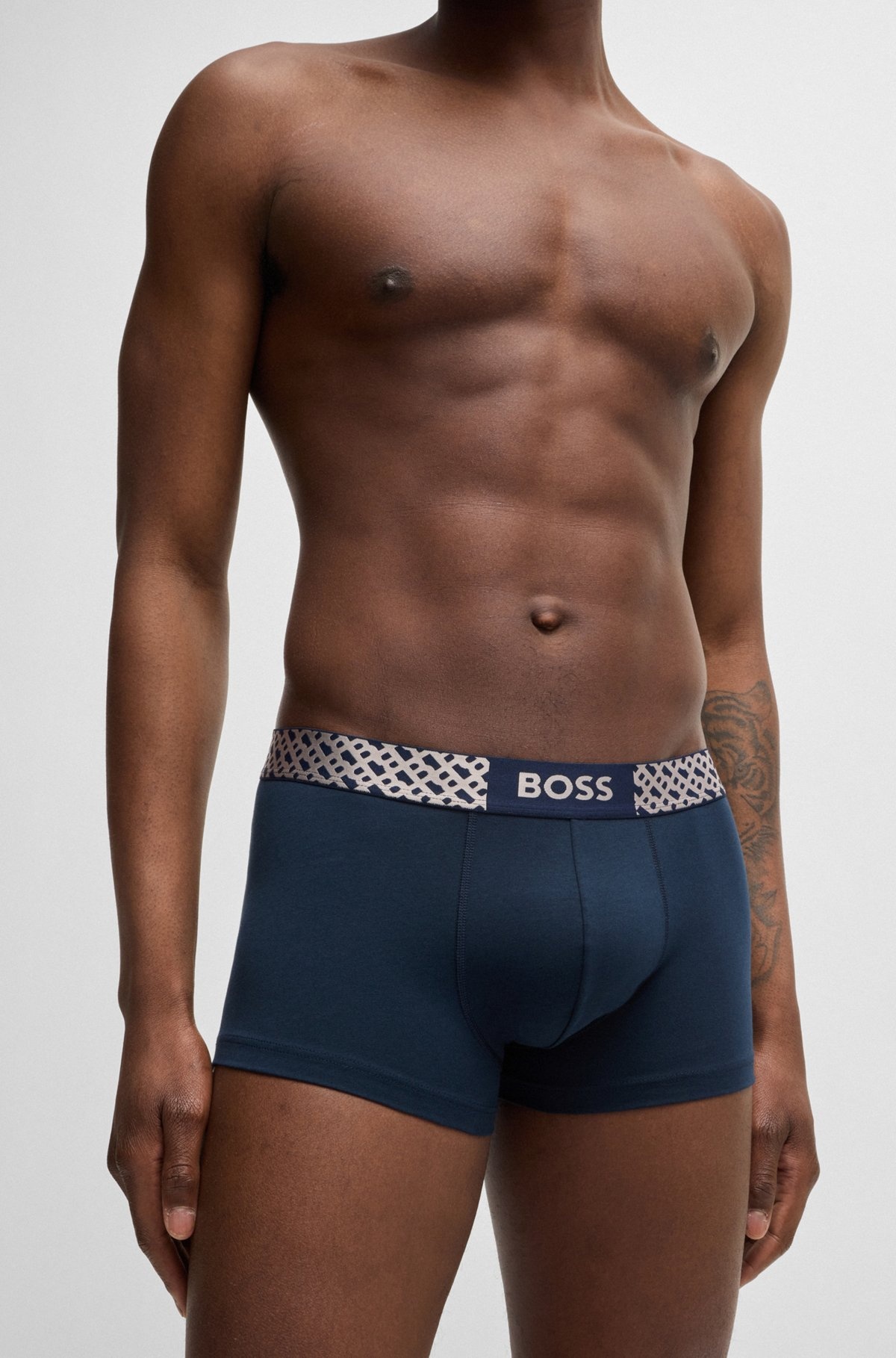 THREE-PACK OF STRETCH-COTTON TRUNKS WITH MONOGRAM WAISTBANDS - 4