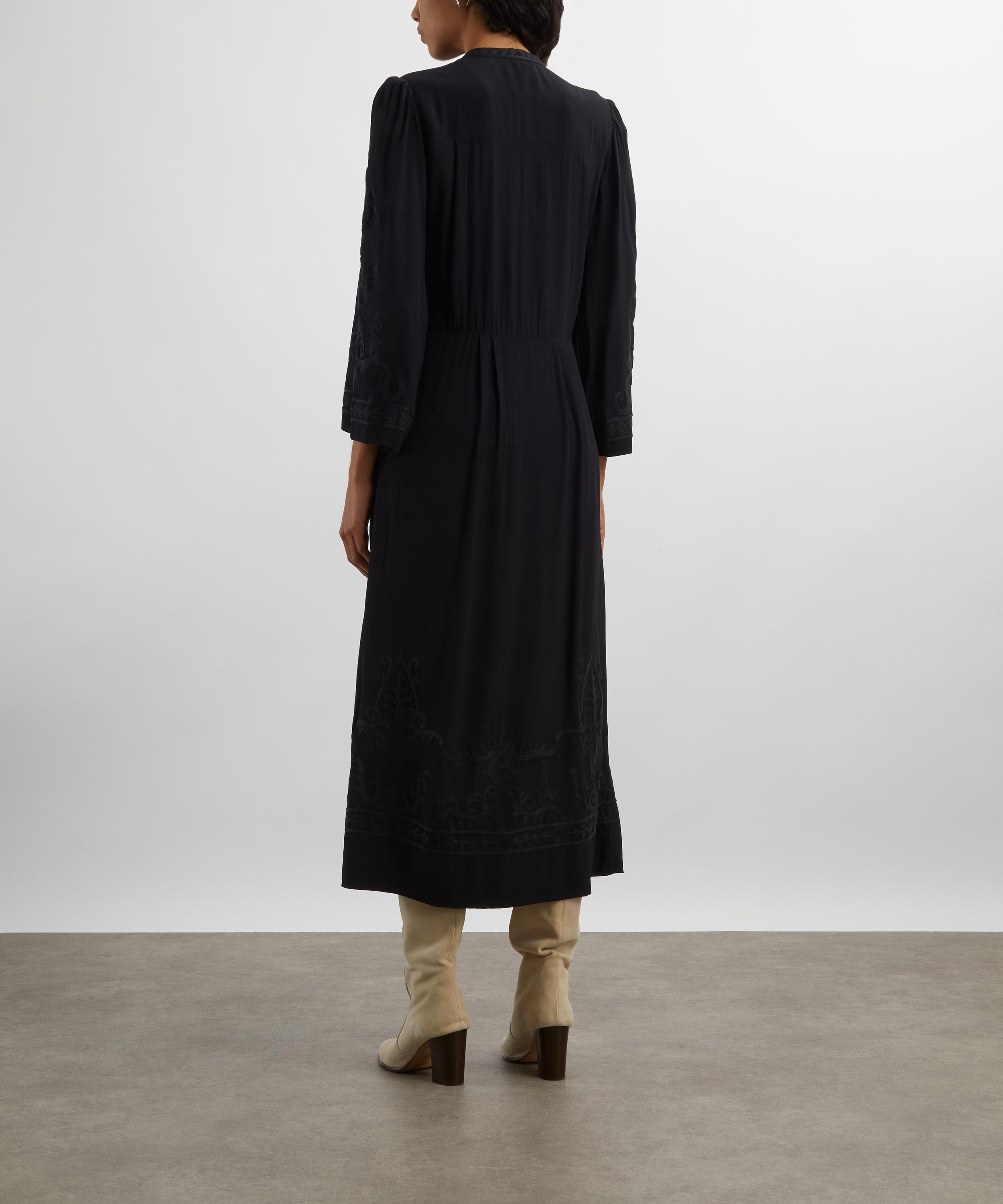 Feliana Long Embroidered Crepe Dress - 4