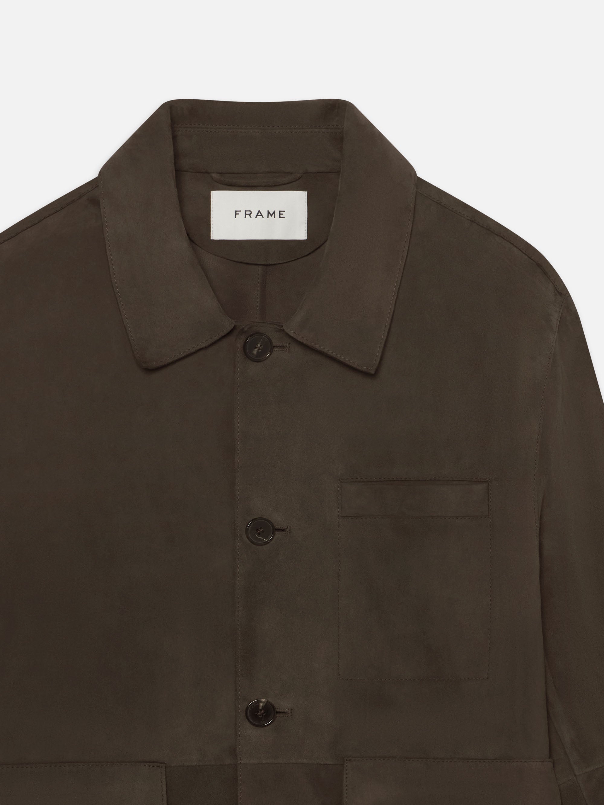 Suede Chore Coat in Dark Brown - 3
