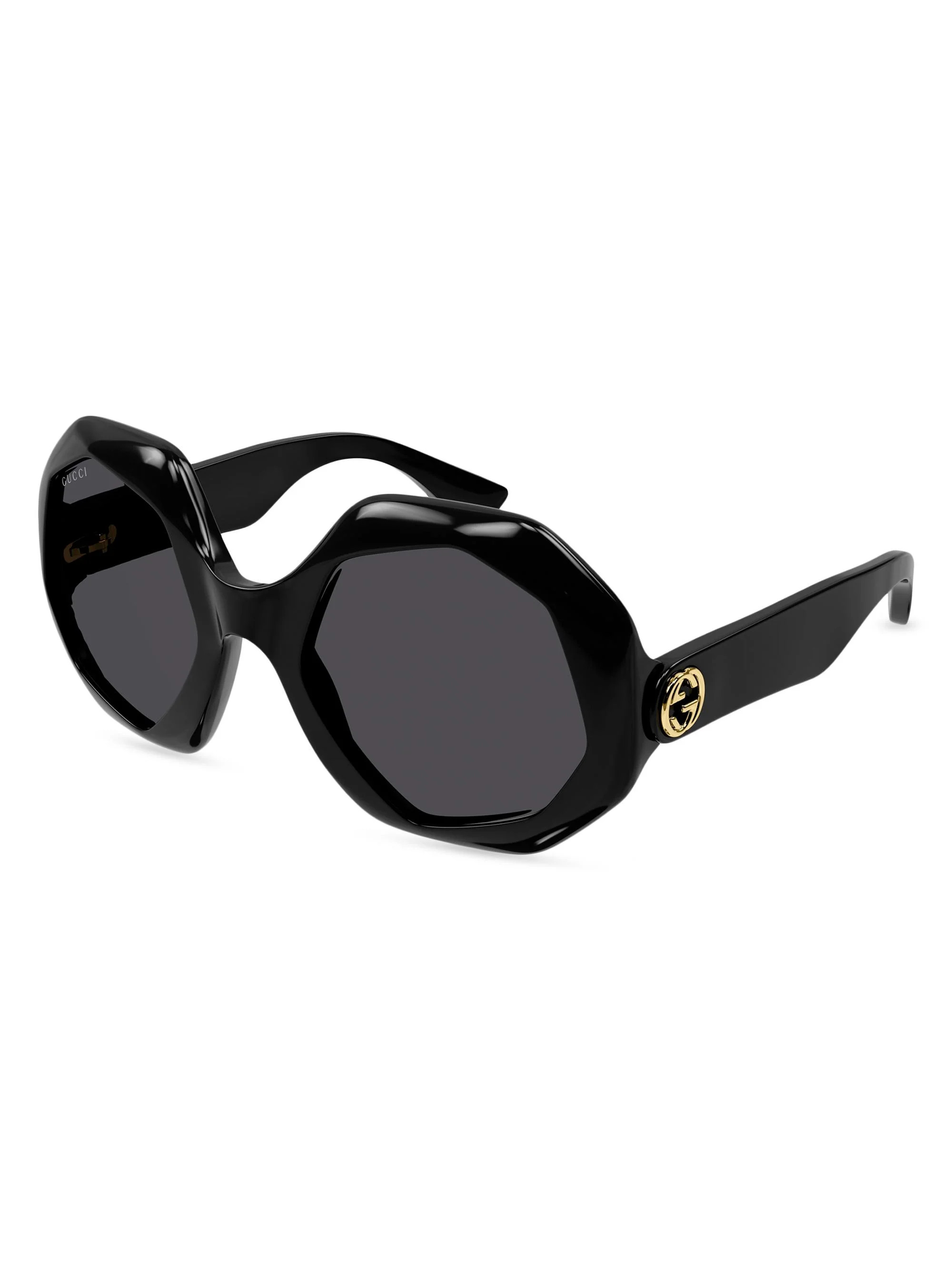 Women's 57MM Geometric Sunglasses - Black Dark Grey - 1