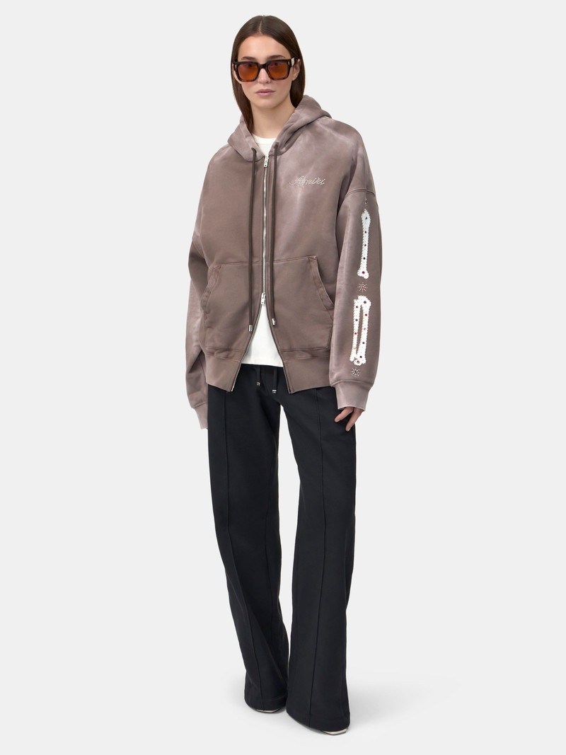 AMIRI WOMEN'S BONES STUDDED ZIP HOODIE outlook