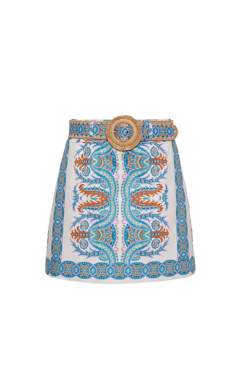 Blaze Mini Skirt The Chic Raffia Belt Cinches This Sophisticated Mini Silhouette 1