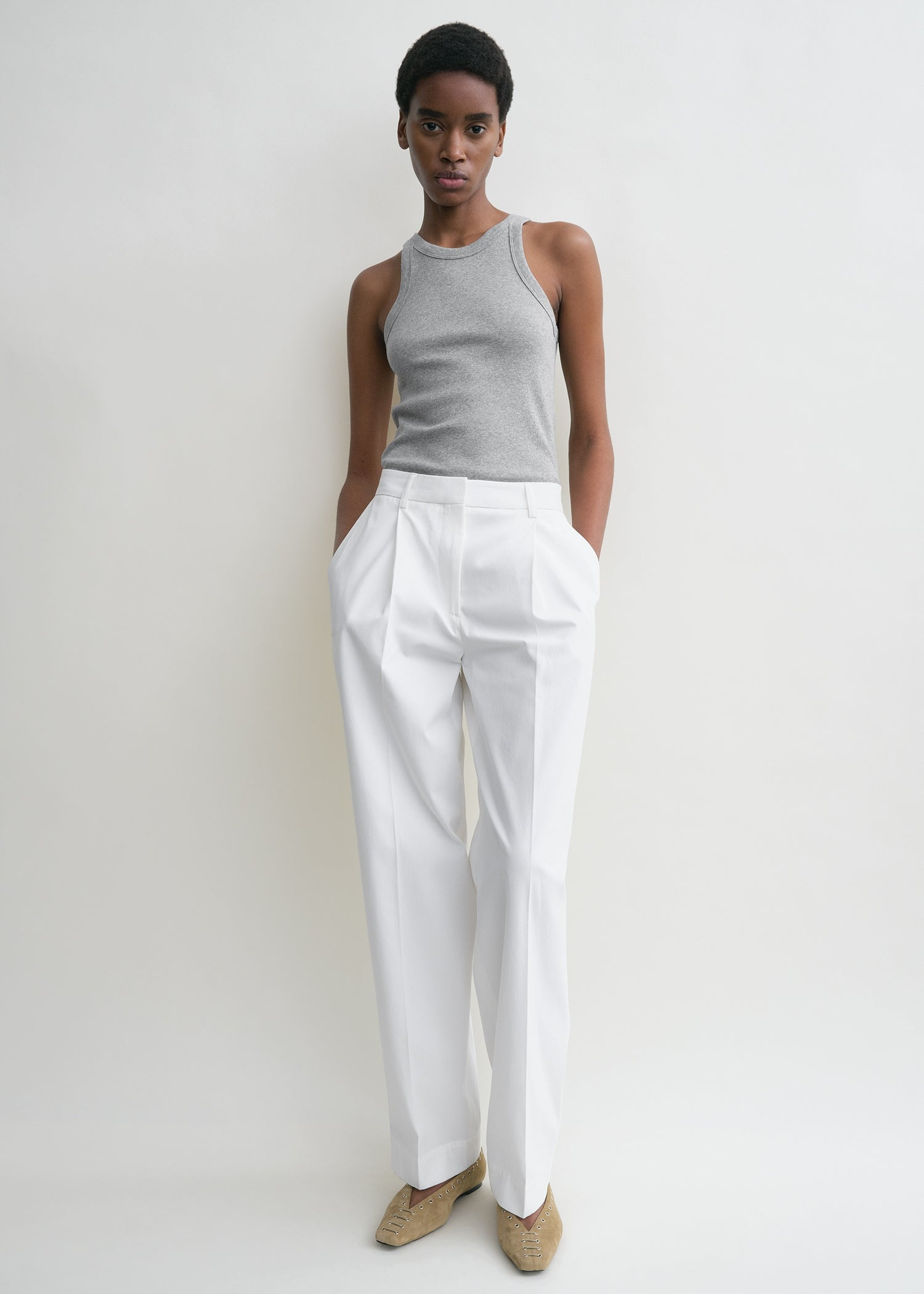 Curved rib tank grey melange - 2