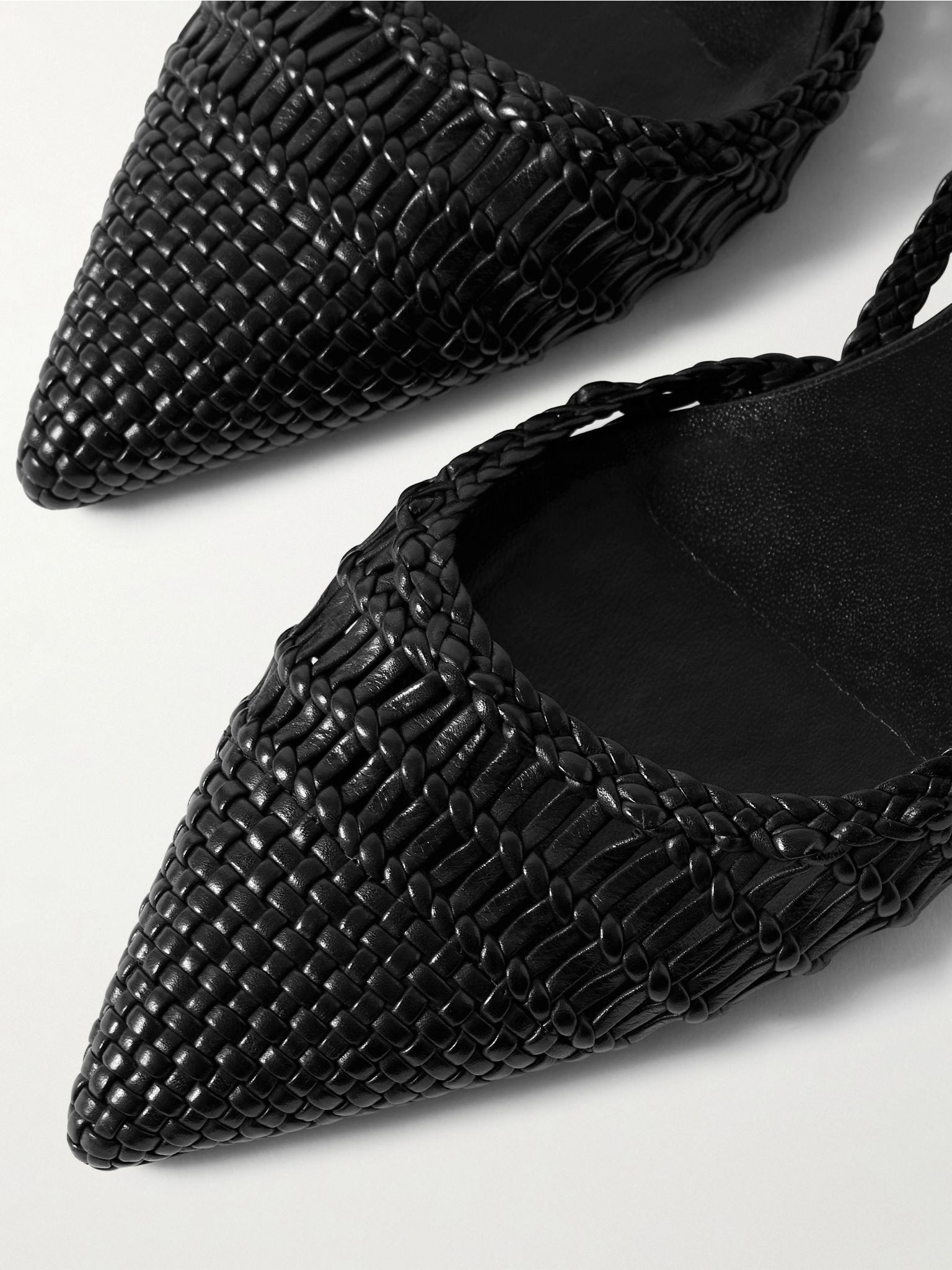 Perro woven leather slingback pumps Black - 4