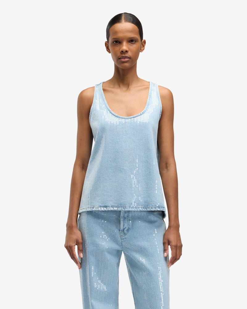 7 For All Mankind MANKIND Long Tank in Shimmer outlook