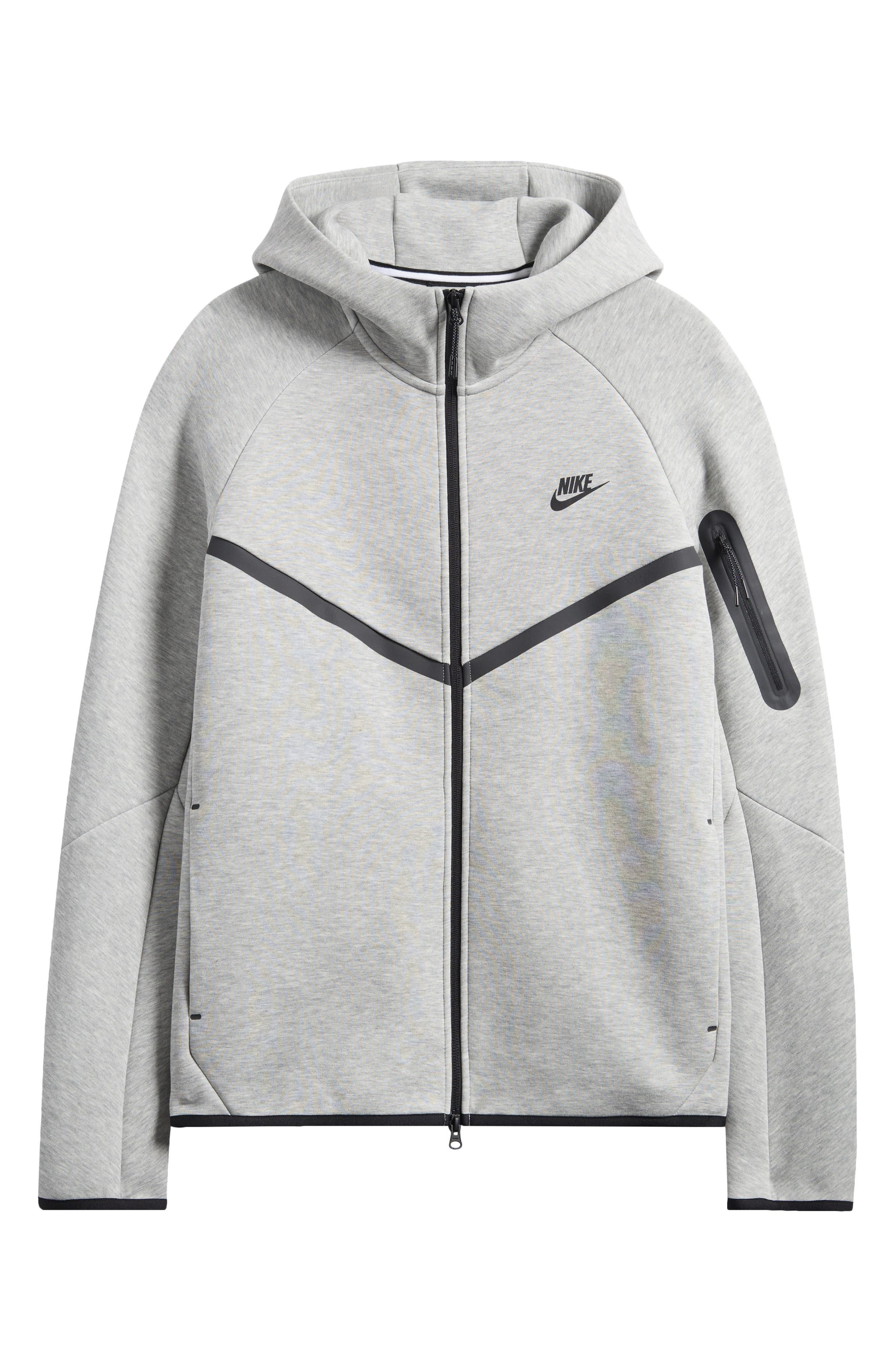 Nike Tech Windrunner Zip Hoodie in Dark Grey Heather/Black at Nordstrom - 5