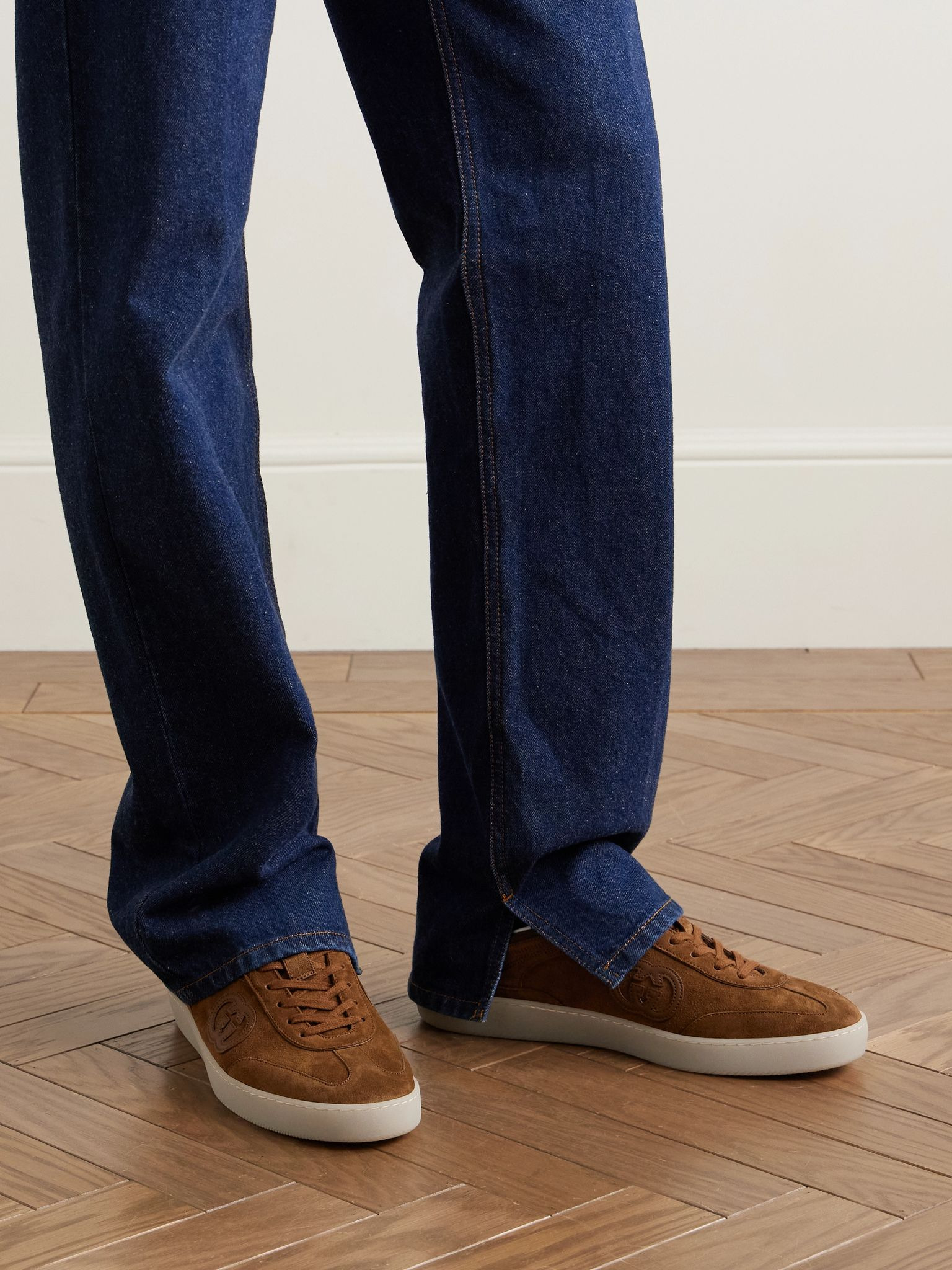 G75 Logo-Appliquéd Leather-Trimmed Suede Sneakers Brown - 2
