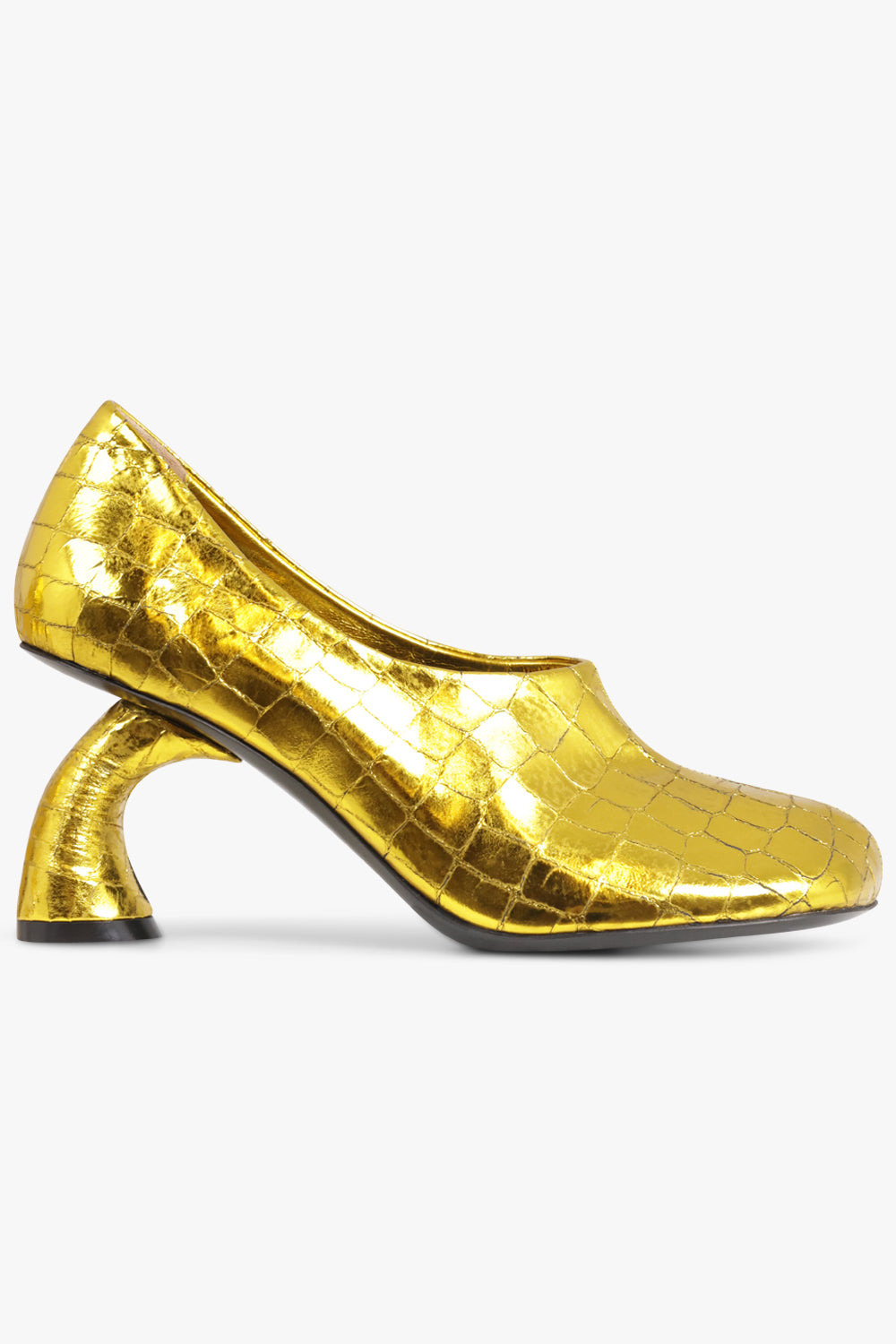 CURVED 75MM HEEL SLIPPER PUMP | GOLD - 2