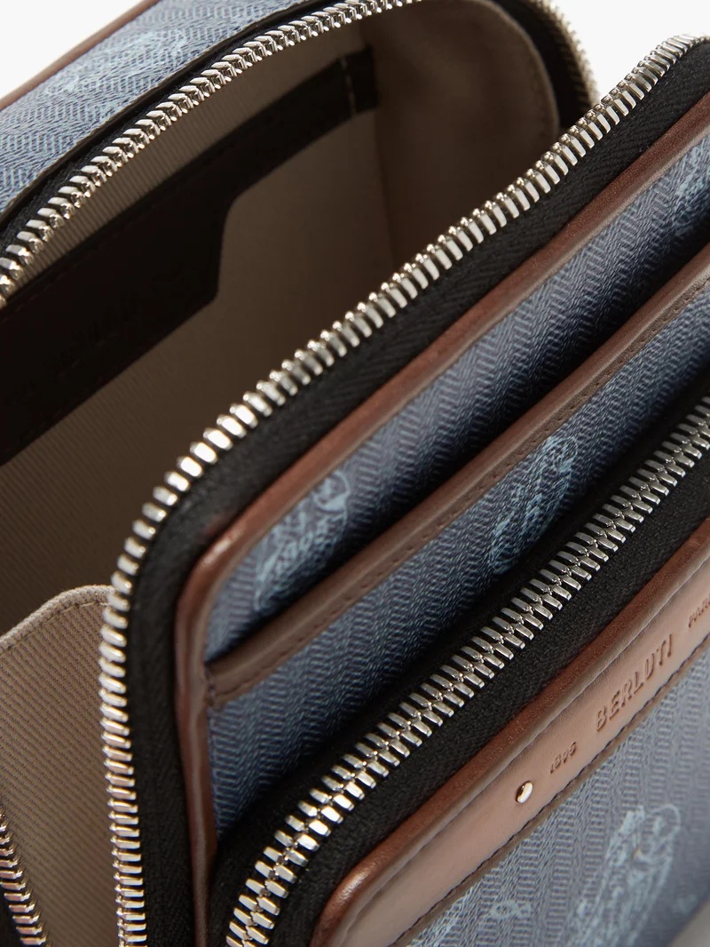 Miles crest-logo canvas and leather messenger bag - 5