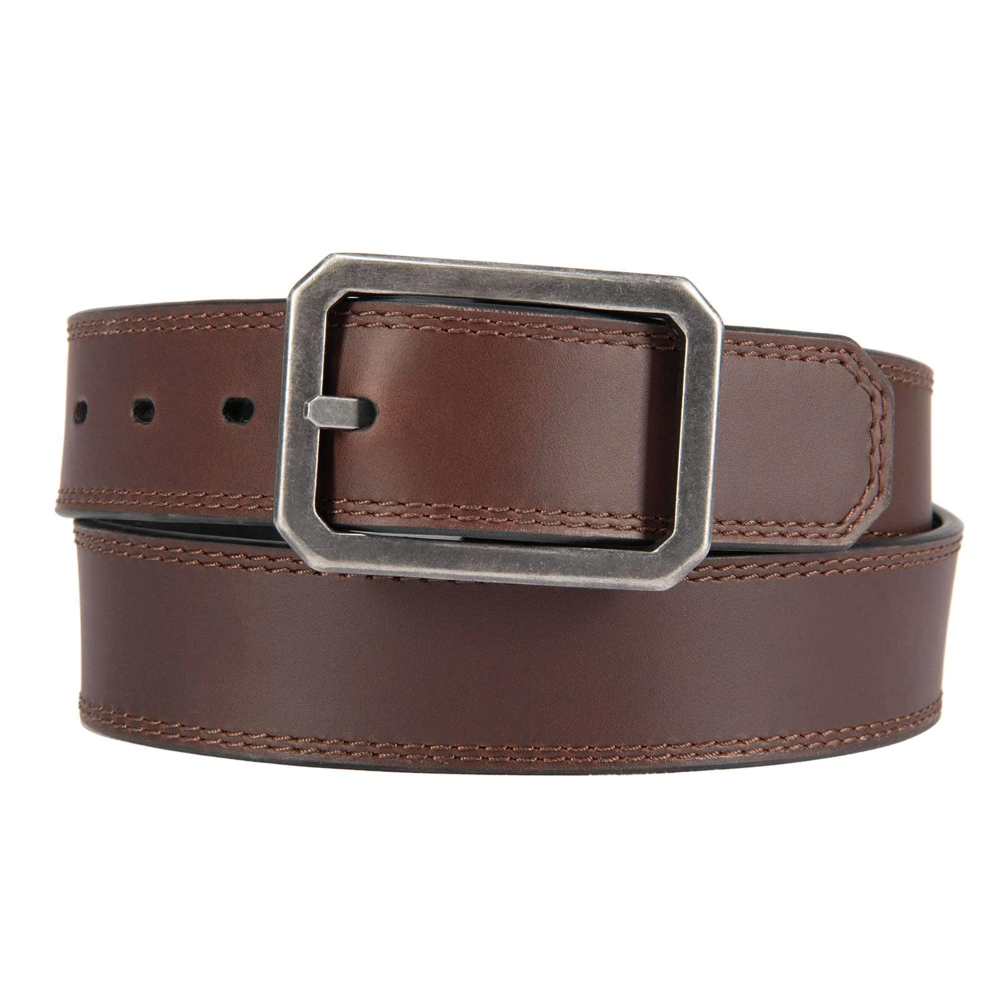 Leather Reversible Center Bar Buckle Belt - 1