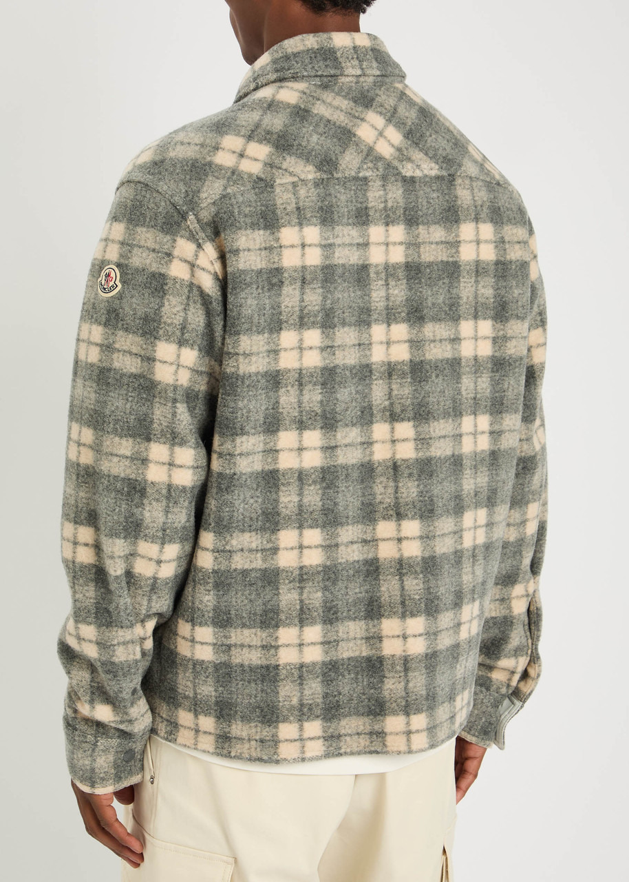 Moncler Logo Checked-intarsia Felt Overshirt - 3