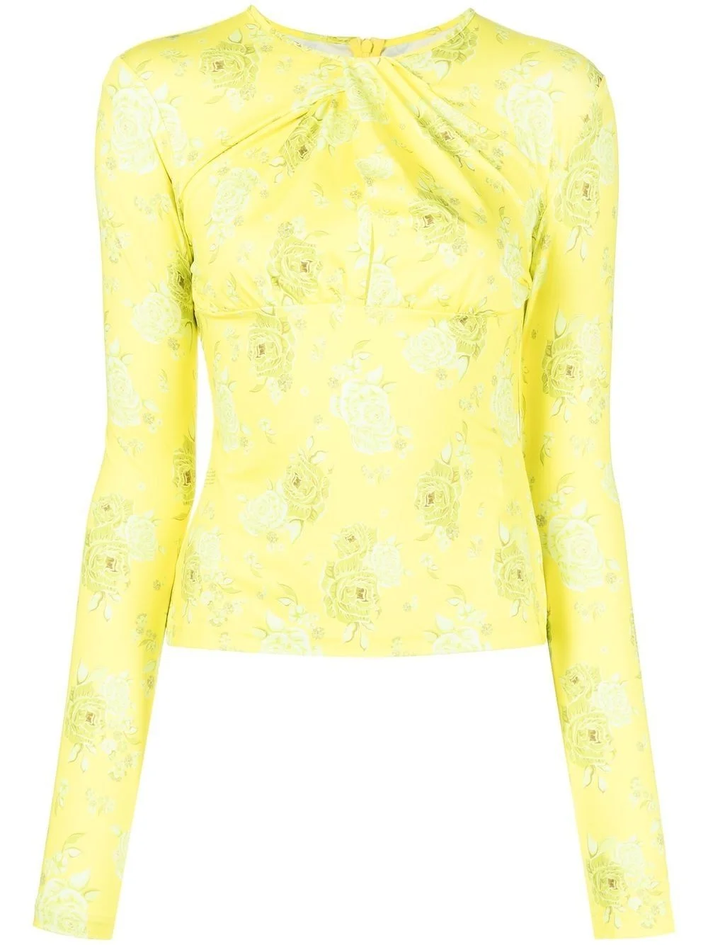 twist-detail rose-print top - 1