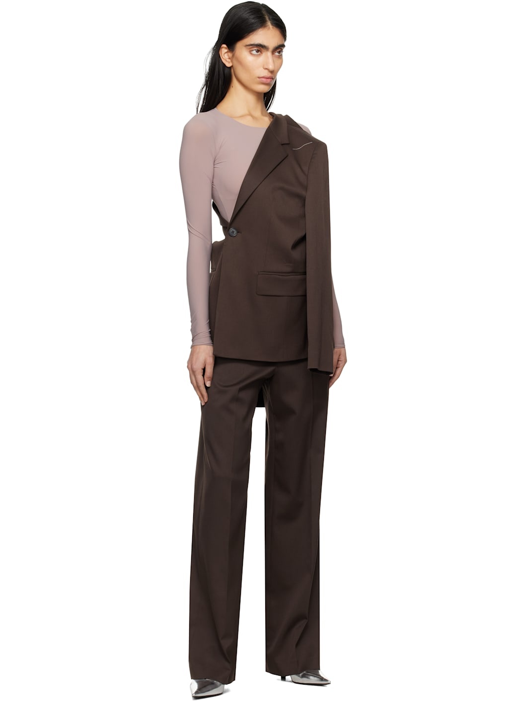 Brown Twist Suit Blazer - 5