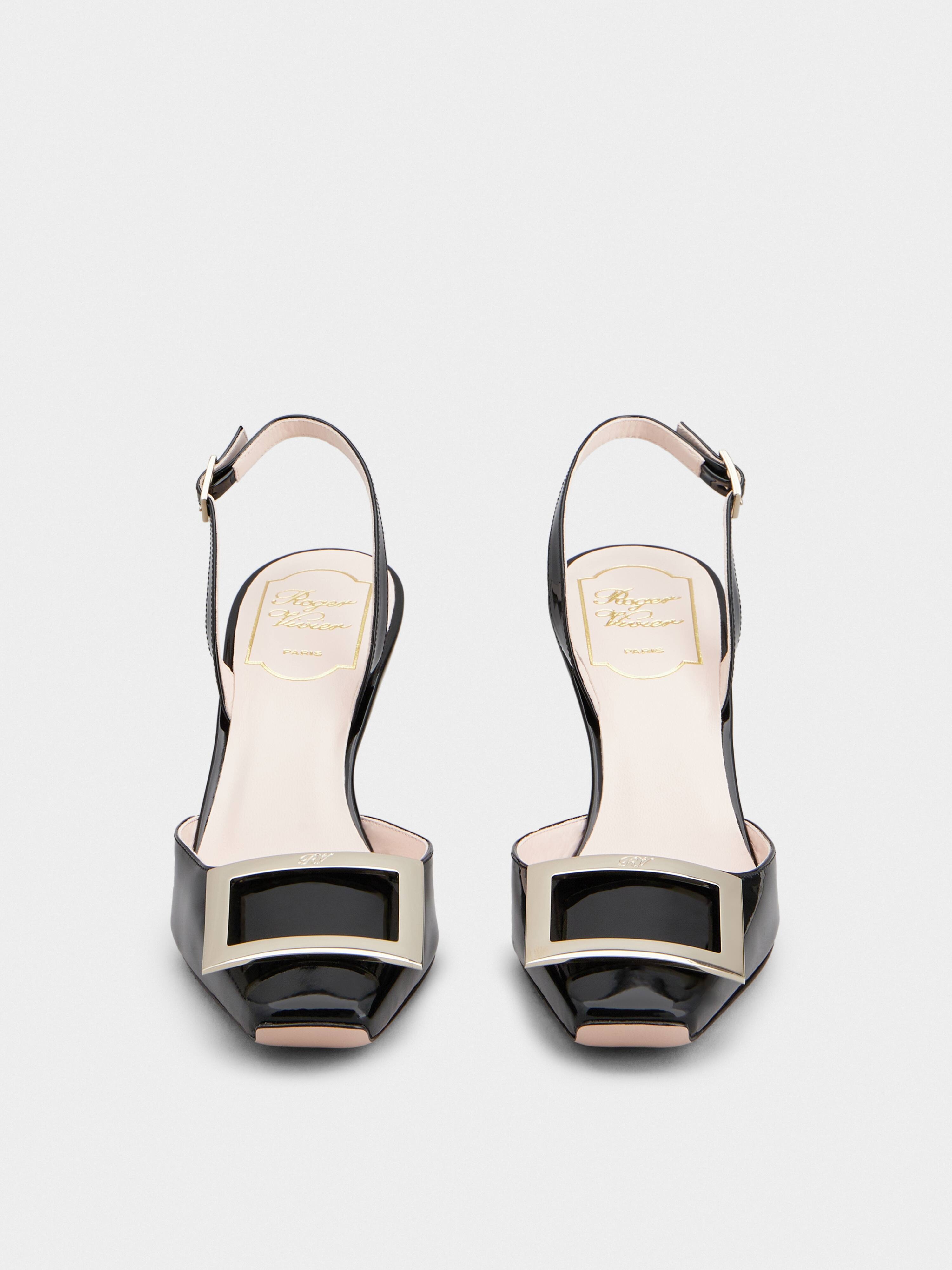 Trompette Metal Buckle Slingback Pumps in Patent Leather - 7