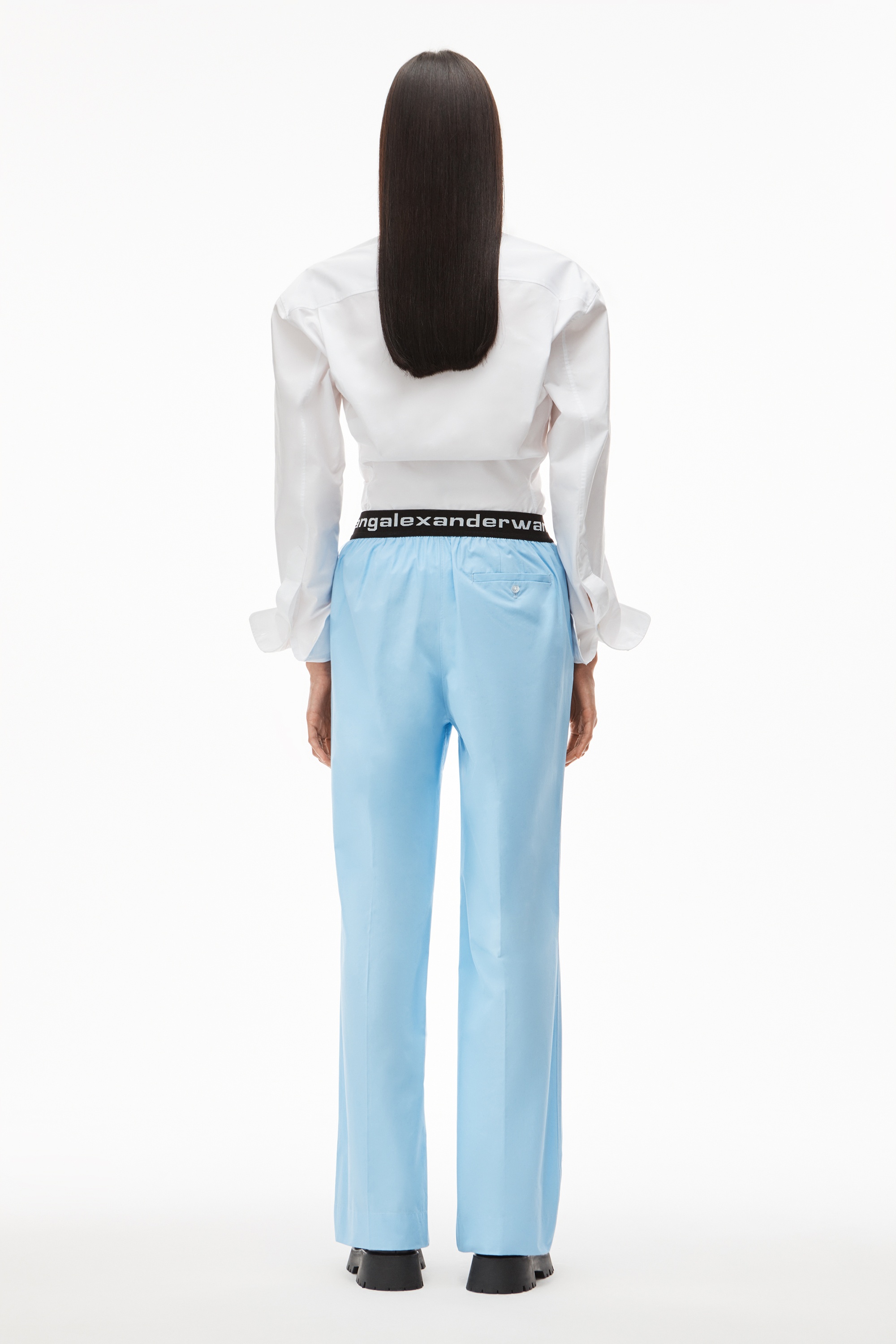 LOGO ELASTIC PLEATED PANT IN COTTON - 5