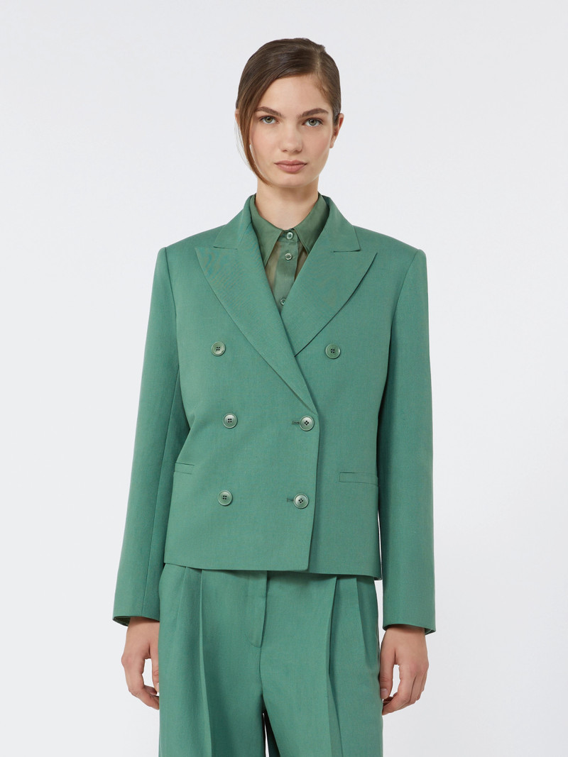 NEMBI Viscose and linen blazer - GREEN 3