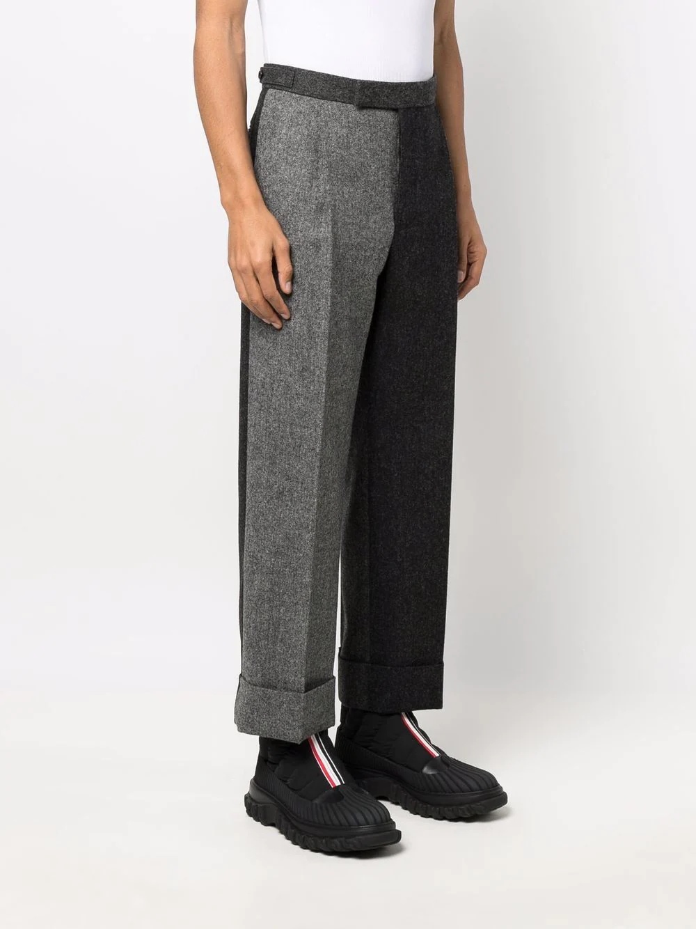 panelled wool trousers - 3