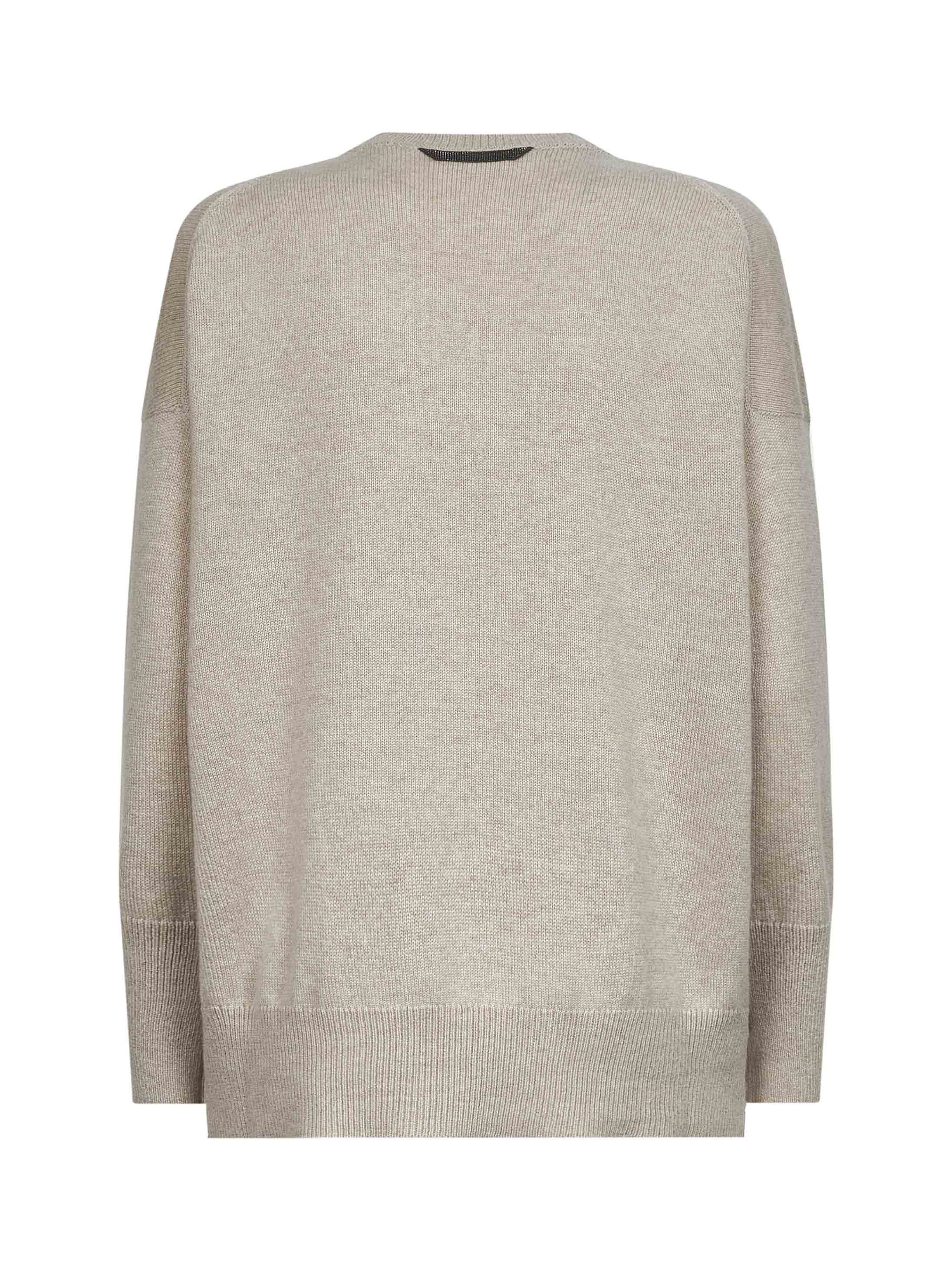 Beige cashmere sweater with monili - 2