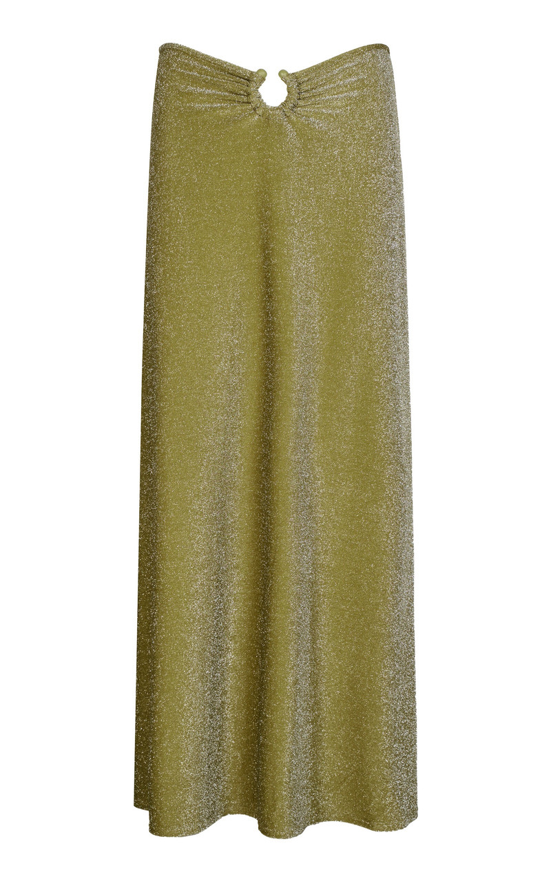 Johanna Ortiz Rainstorm Glittered Maxi Skirt green outlook