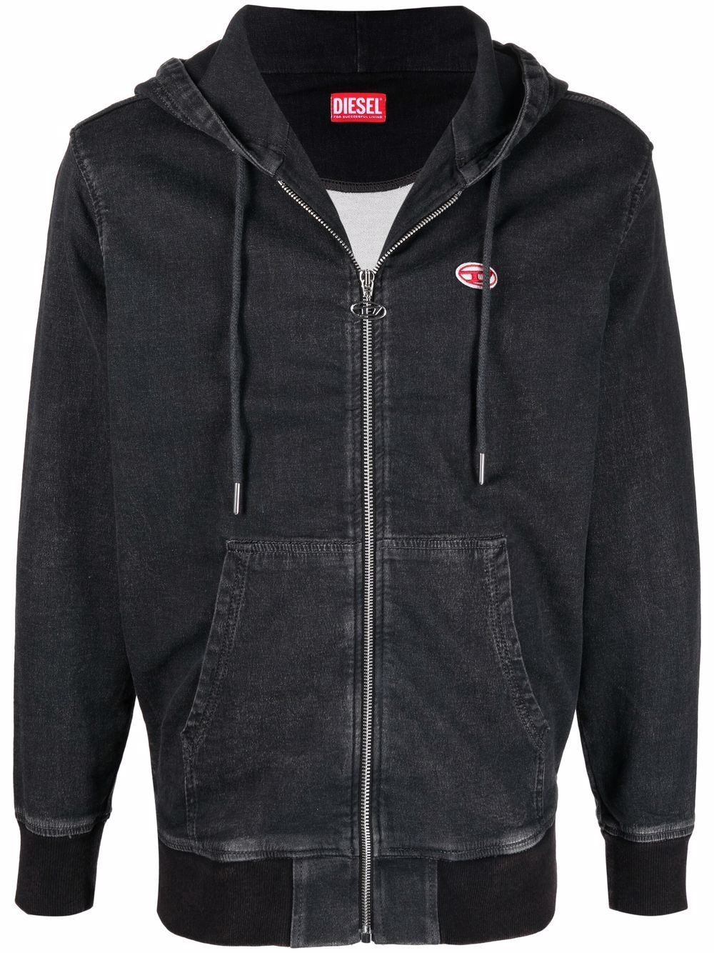 faded cotton-denim hoodie - 1