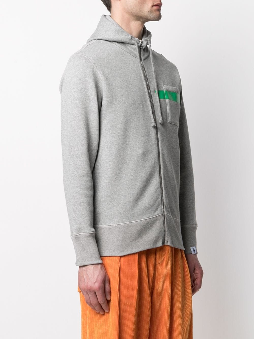 horizontal-stripe zip-up hoodie - 3