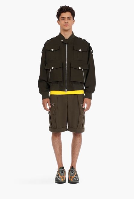 Khaki cotton bomber jacket - 4