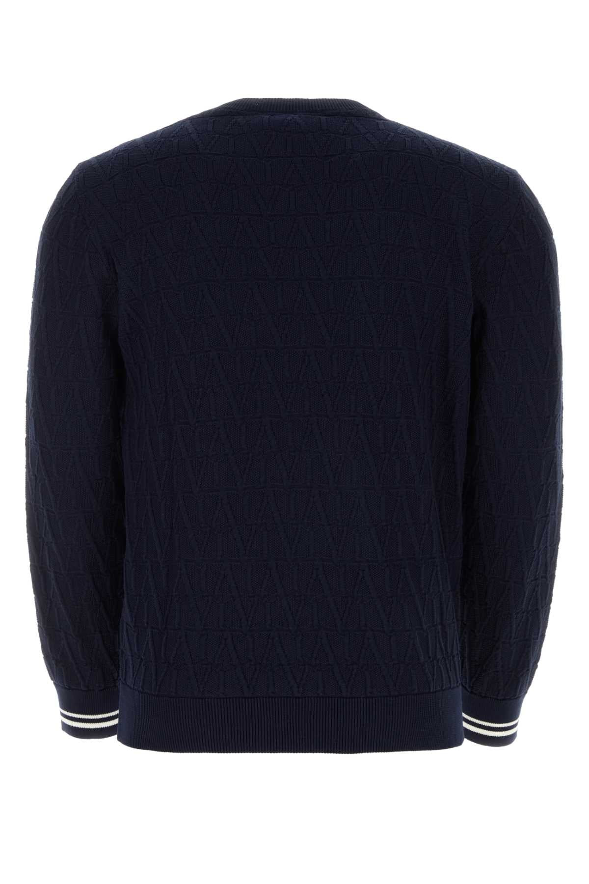 Valentino Garavani Men Dark Blue Cotton Sweater - 2