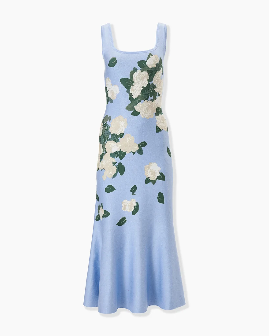 Floral Jacquard-Knit Midi Dress - 1