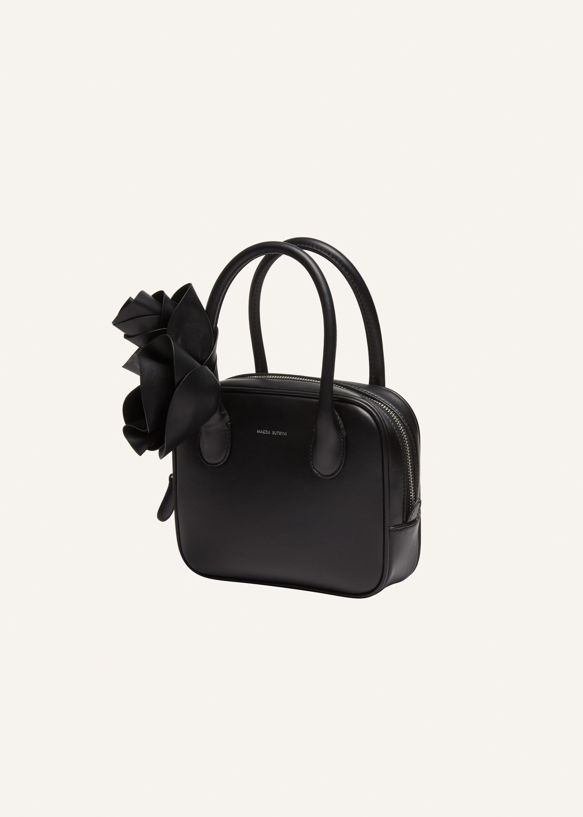 Brigitte square bag in black leather and silver - 2