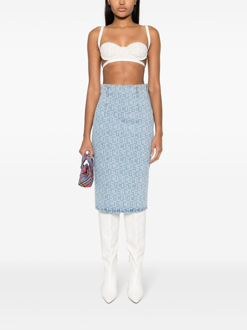 GCDS sequin-embellishment tweed bralette outlook