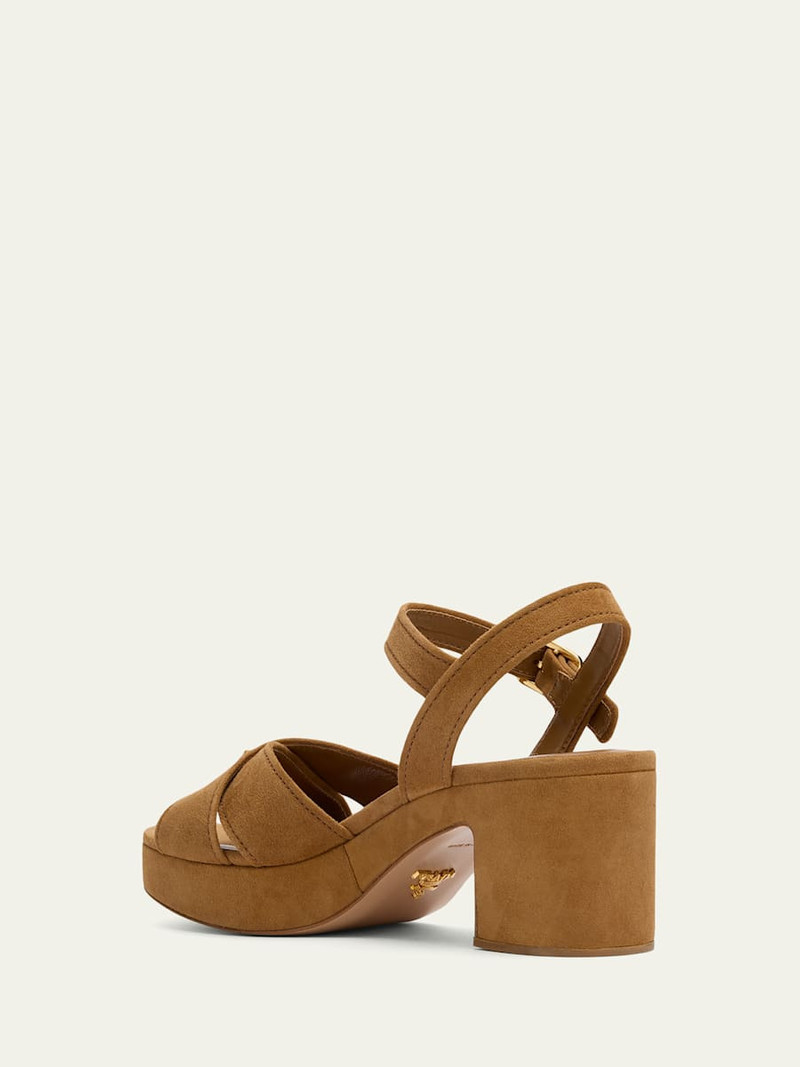 Prada Triangle Suede Platform Sandals outlook