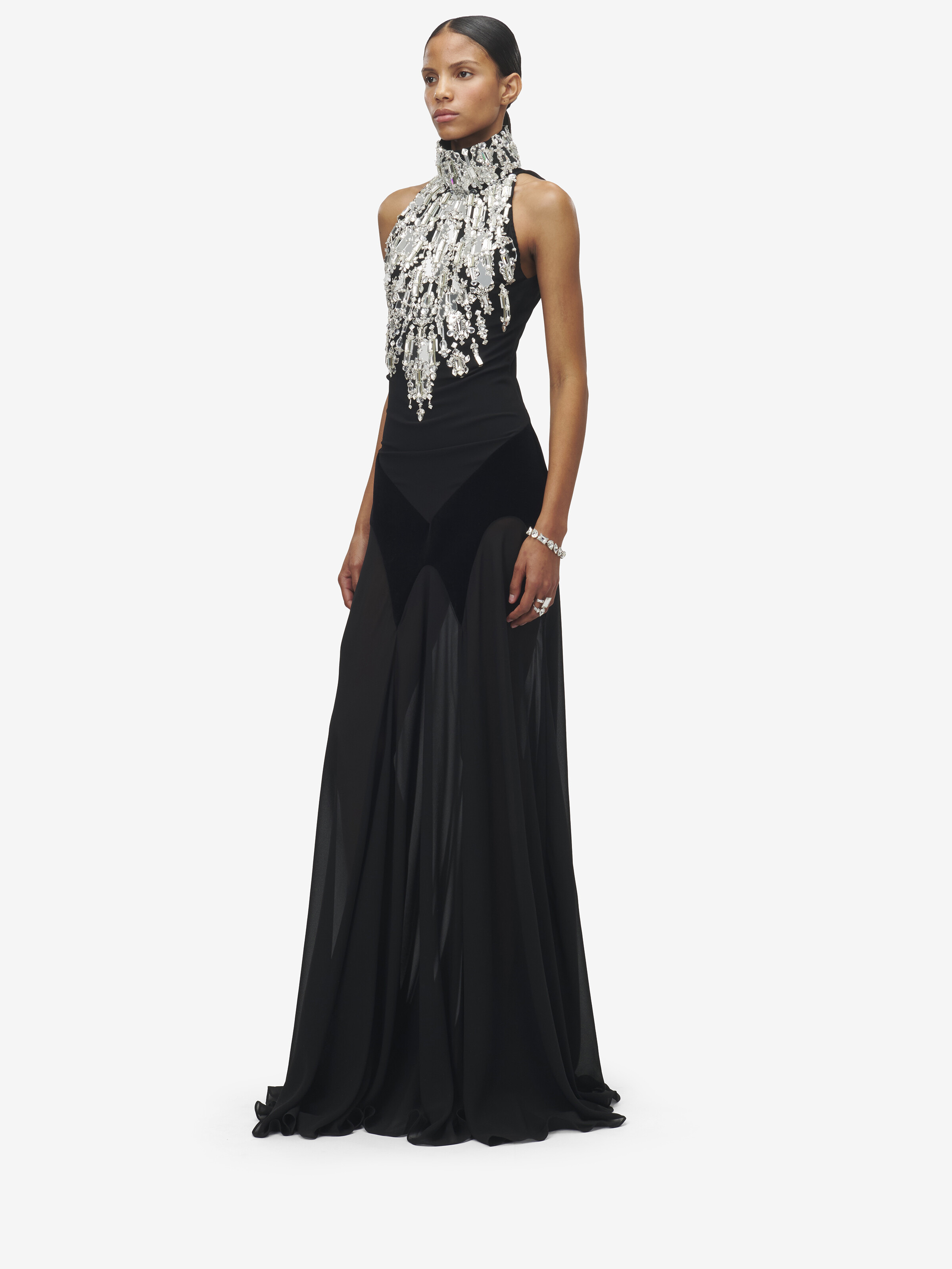 Crystal Mirror Embroidery Evening Dress - 3