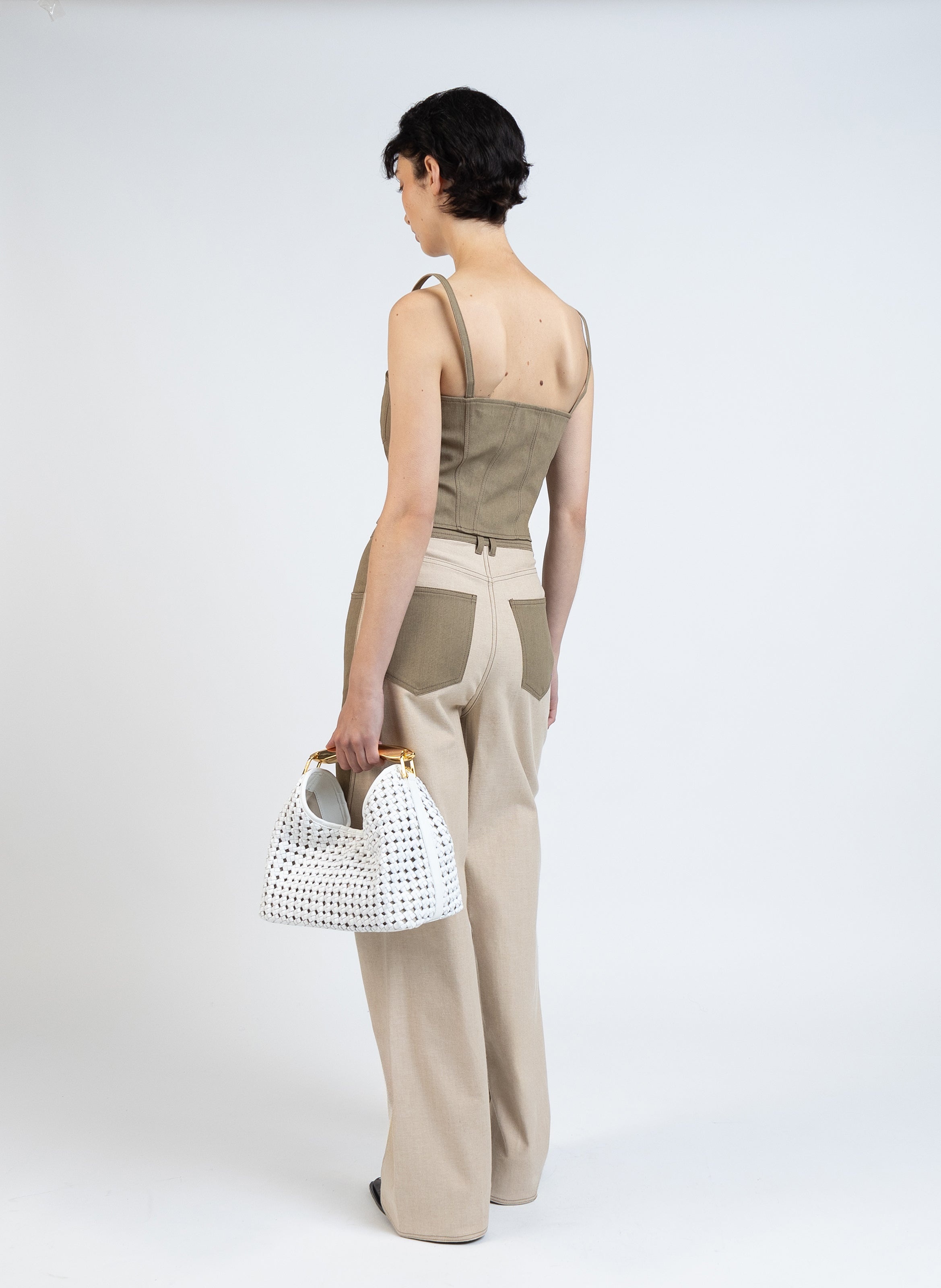Reverse Denim Baggy Trousers/Khaki - 4
