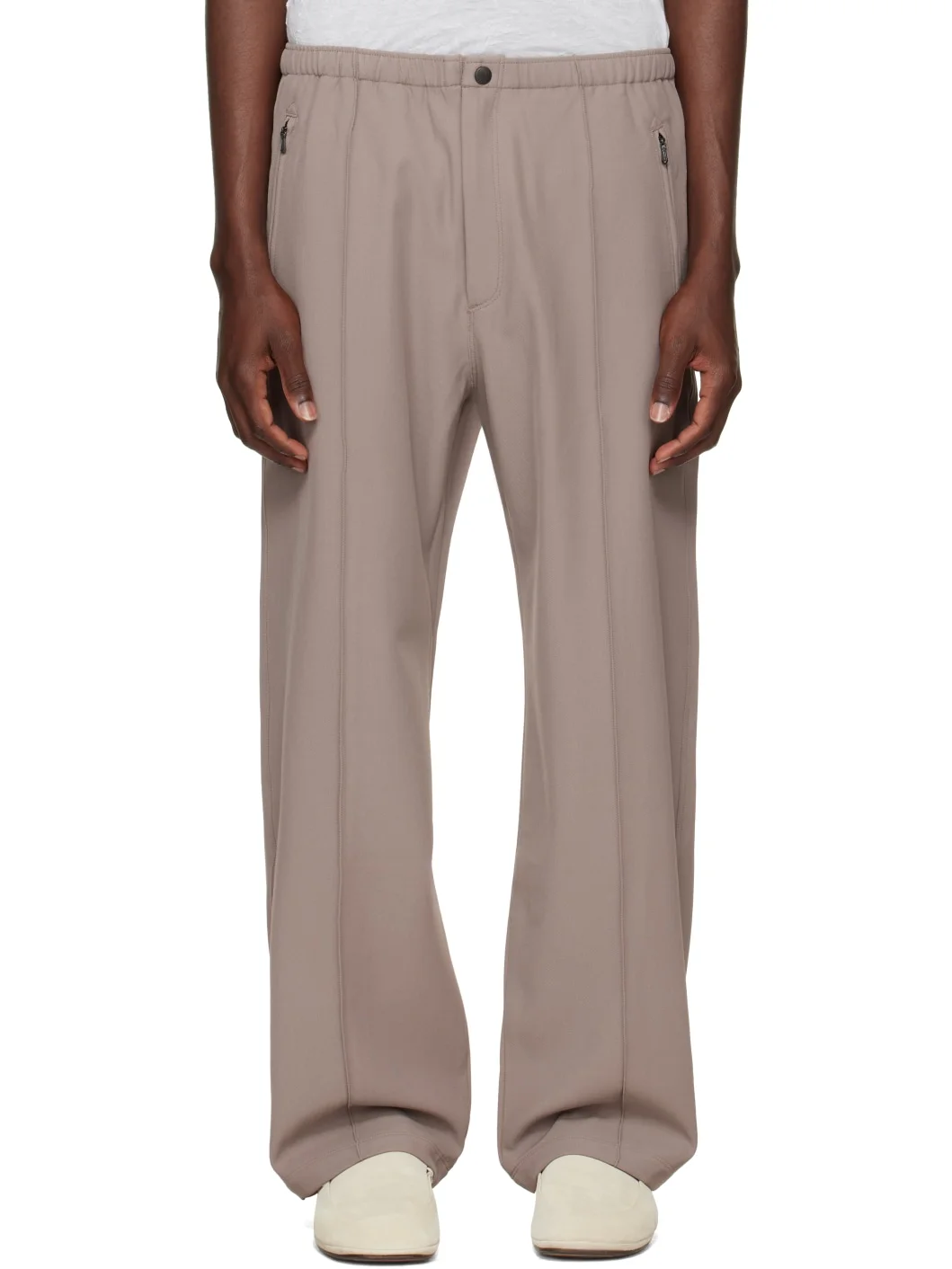 Taupe Cavalry Twill Warm Up Trousers - 1