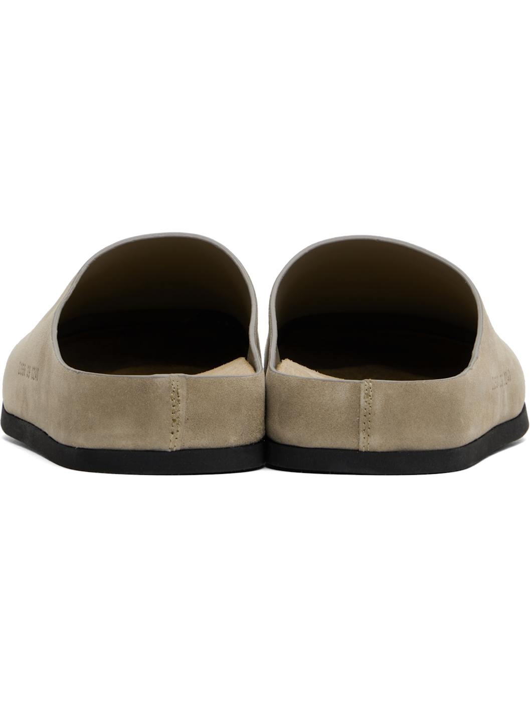 Taupe Suede Clog Loafers - 2