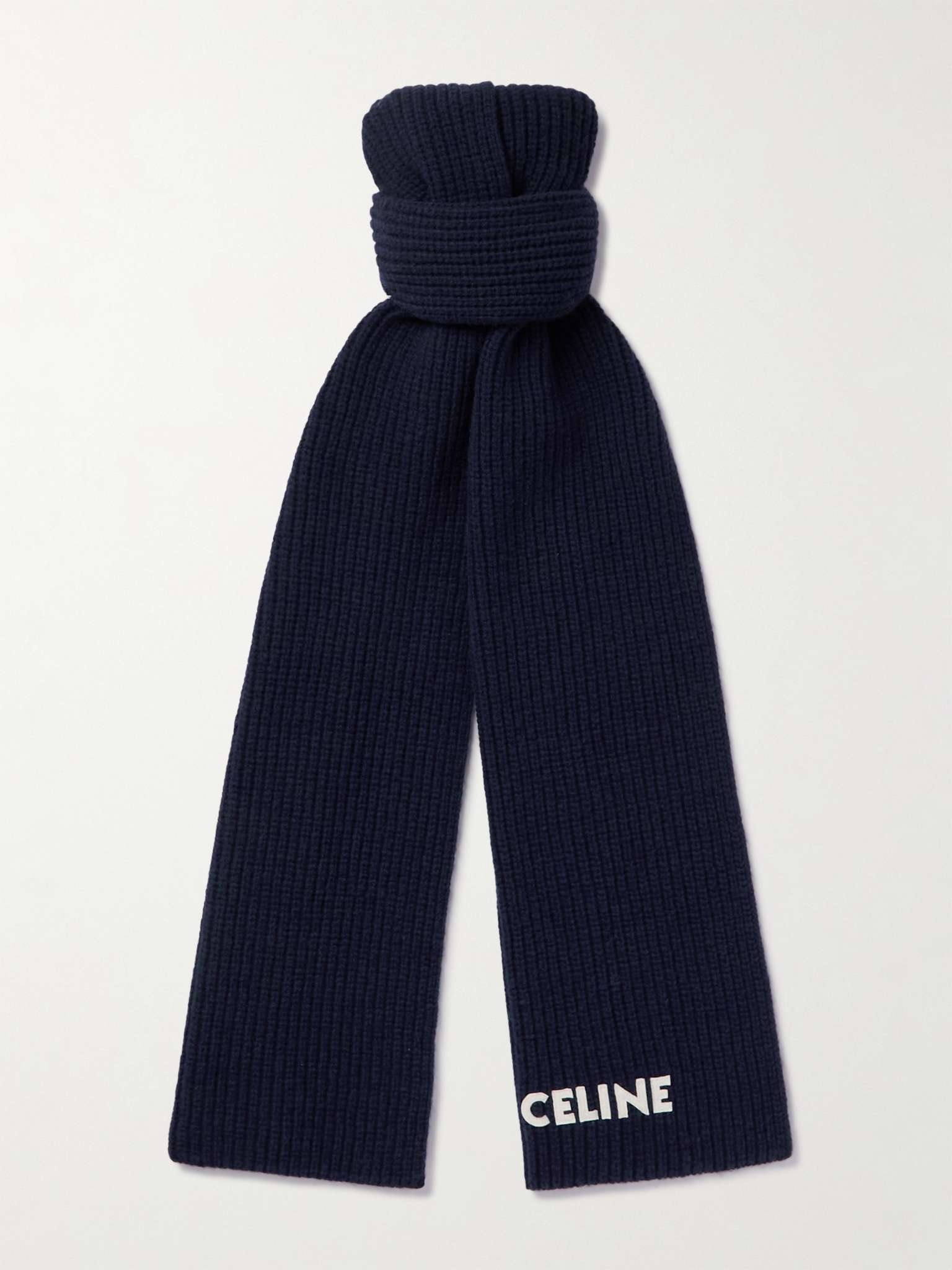 Logo-Appliquéd Ribbed Wool Scarf - 1