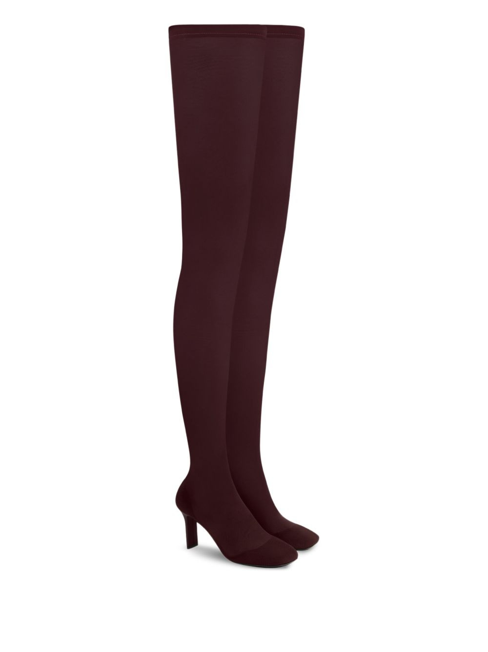 square-toe mesh over-the-knee boots - 2