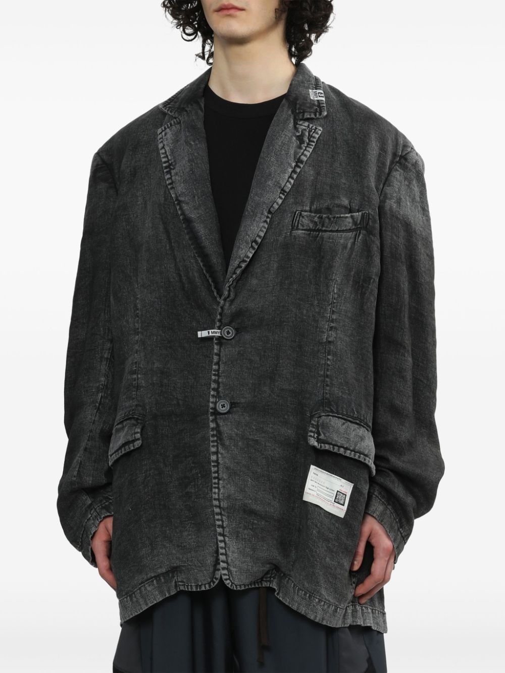 faded effect linen jacket - 3