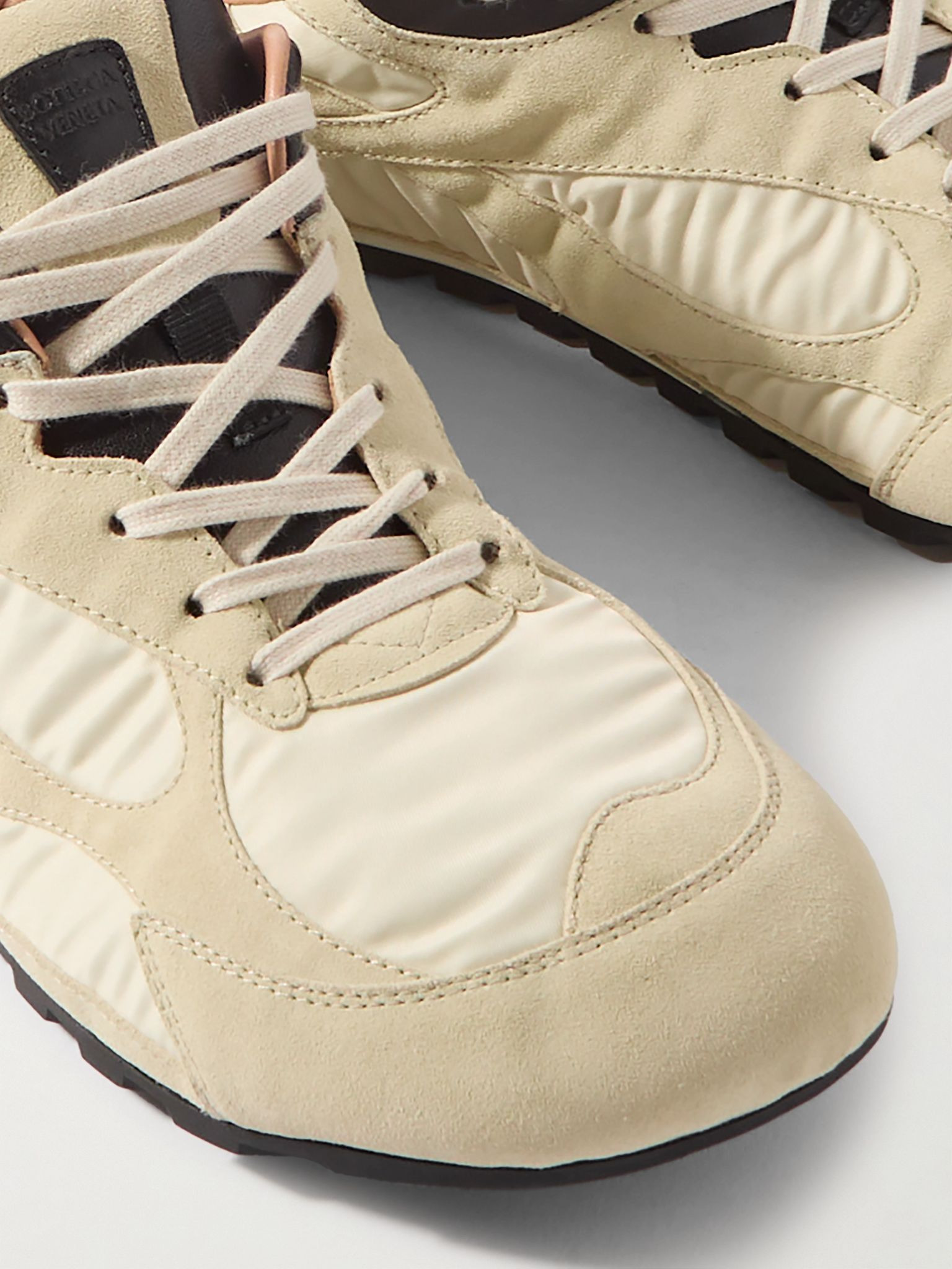 Orbit Leather and Shell-Trimmed Suede Sneakers Neutral - 5
